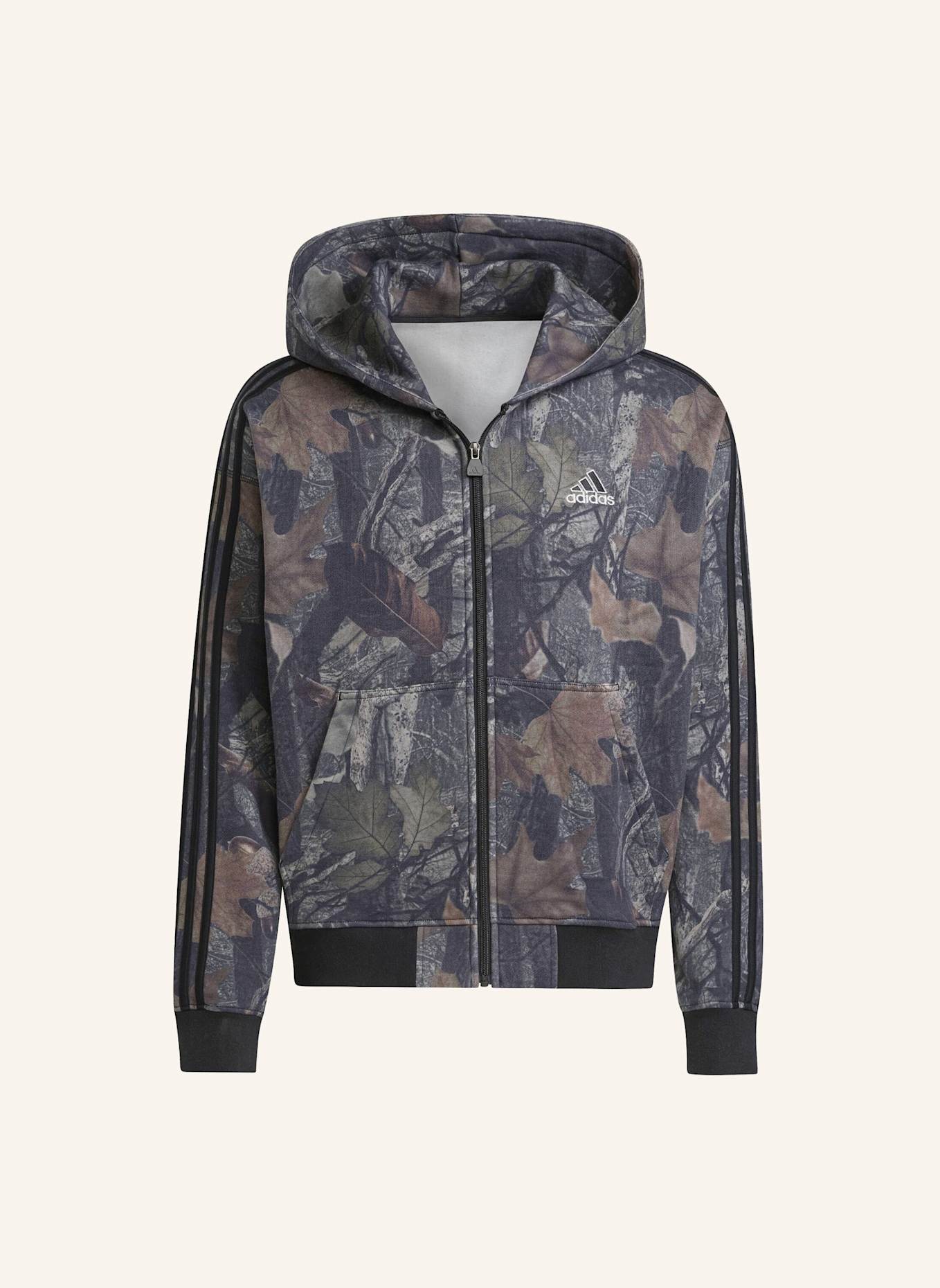 adidas Originals CAMOUFLAGE-KAPUZENJACKE MIT DURCHGEHENDEM REISSVERSCHLUSS: SCHWARZ