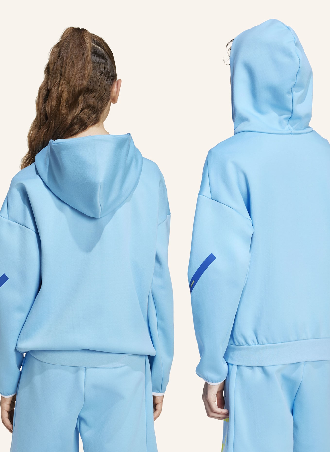 adidas MESSI ZNE HOODIE KIDS SWEATSHIRT: BLAU/ GELB