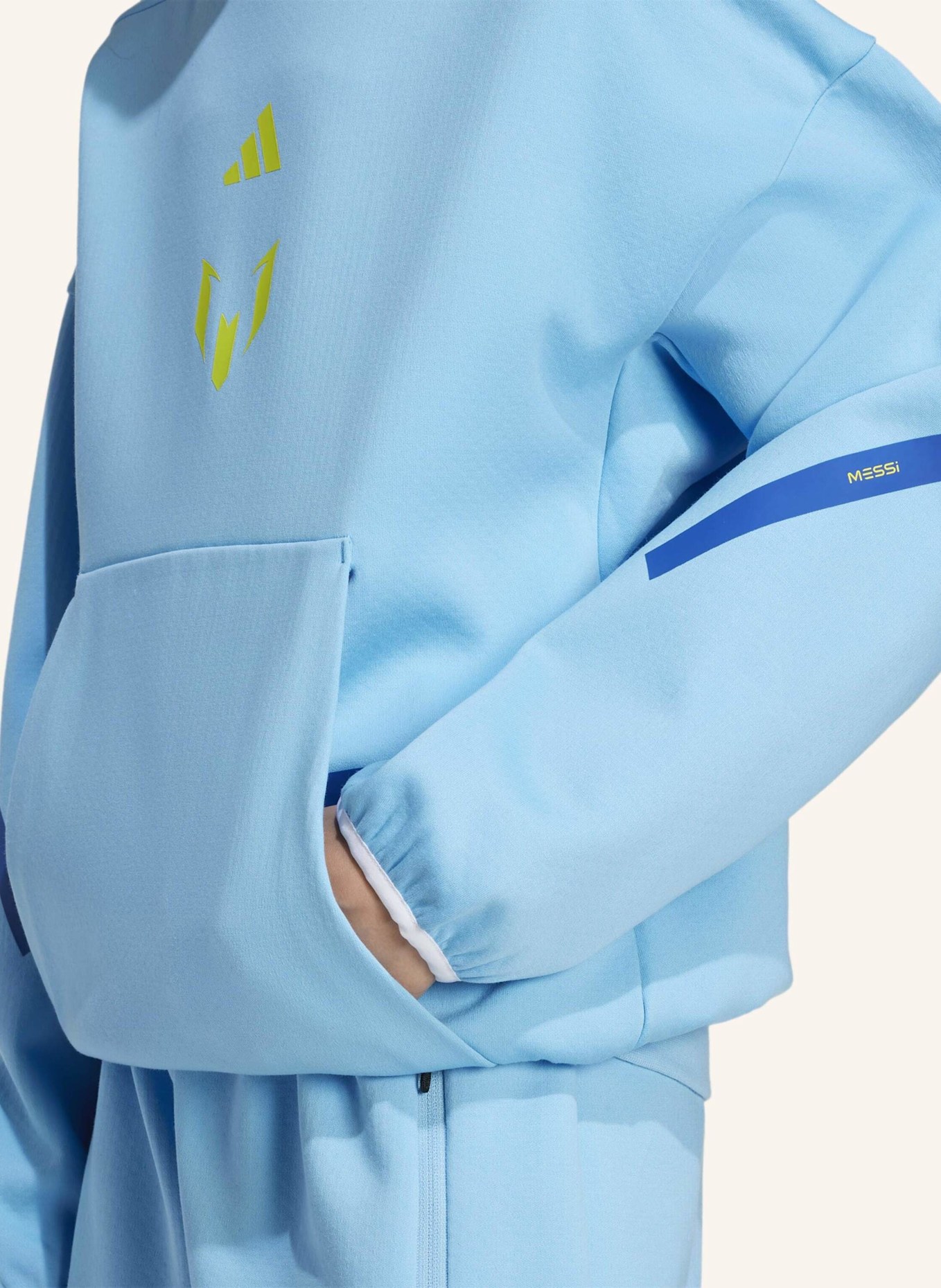 adidas MESSI ZNE HOODIE KIDS SWEATSHIRT: BLAU/ GELB