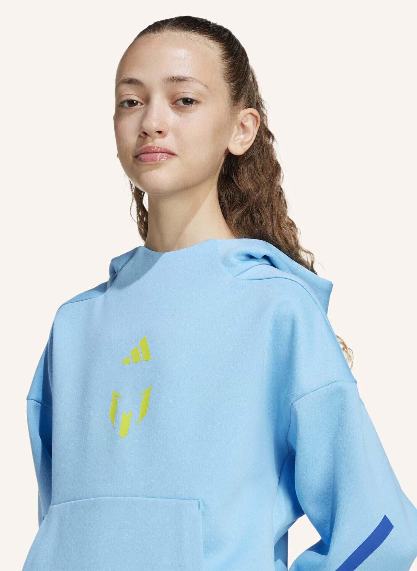 adidas MESSI ZNE HOODIE KIDS SWEATSHIRT: BLAU/ GELB