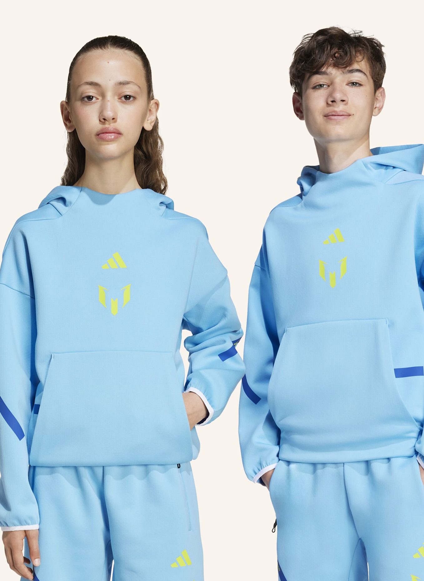 adidas MESSI ZNE HOODIE KIDS SWEATSHIRT: BLAU/ GELB