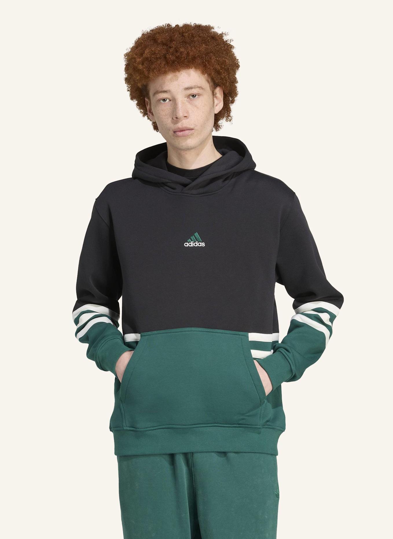 adidas Originals ARCHIVE CUTLINE HOODIE: SCHWARZ/ GRÜN