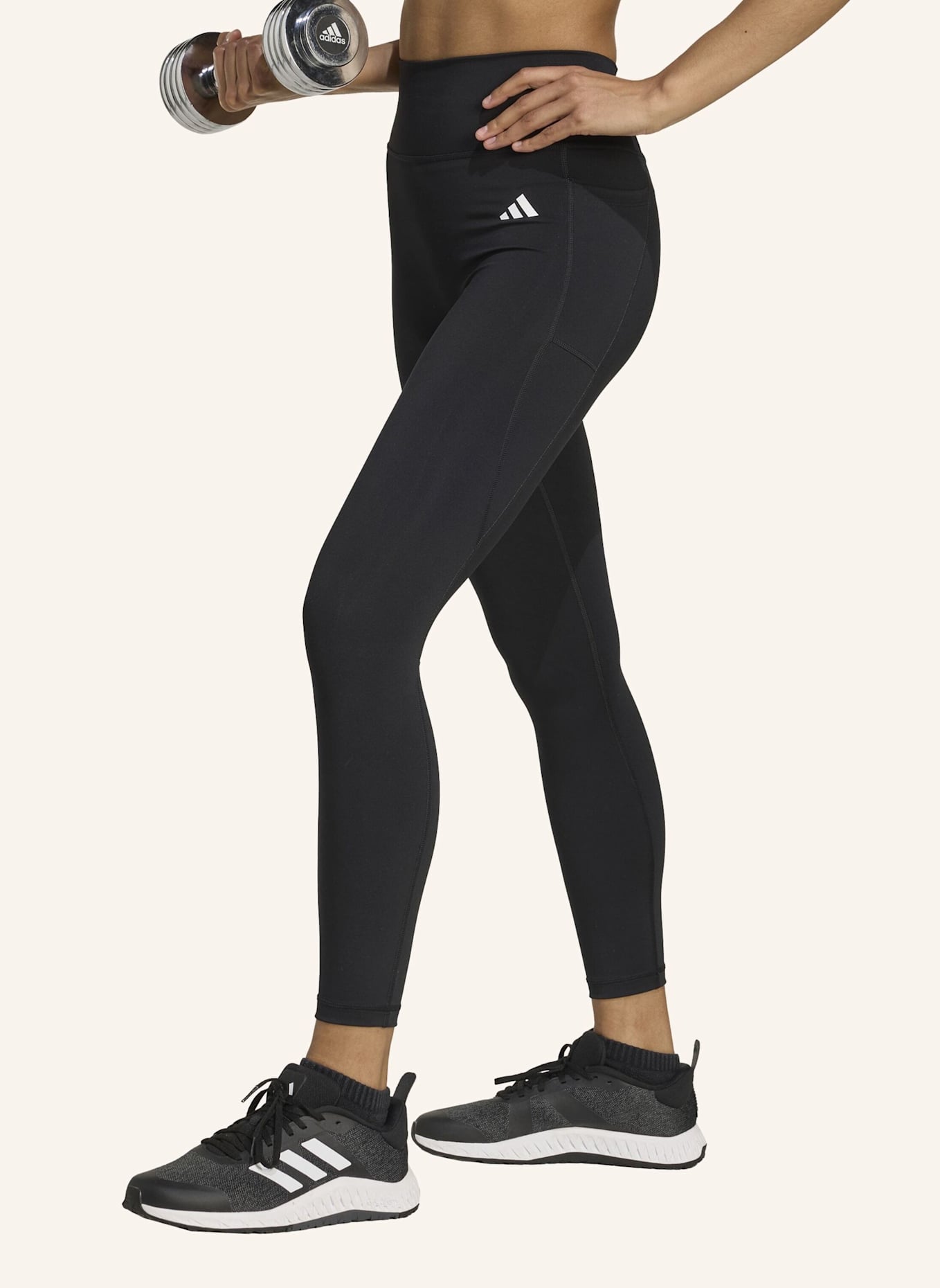 adidas OPTIME ESSENTIALS 7/8-LEGGINGS OHNE VORDERNAHT: SCHWARZ