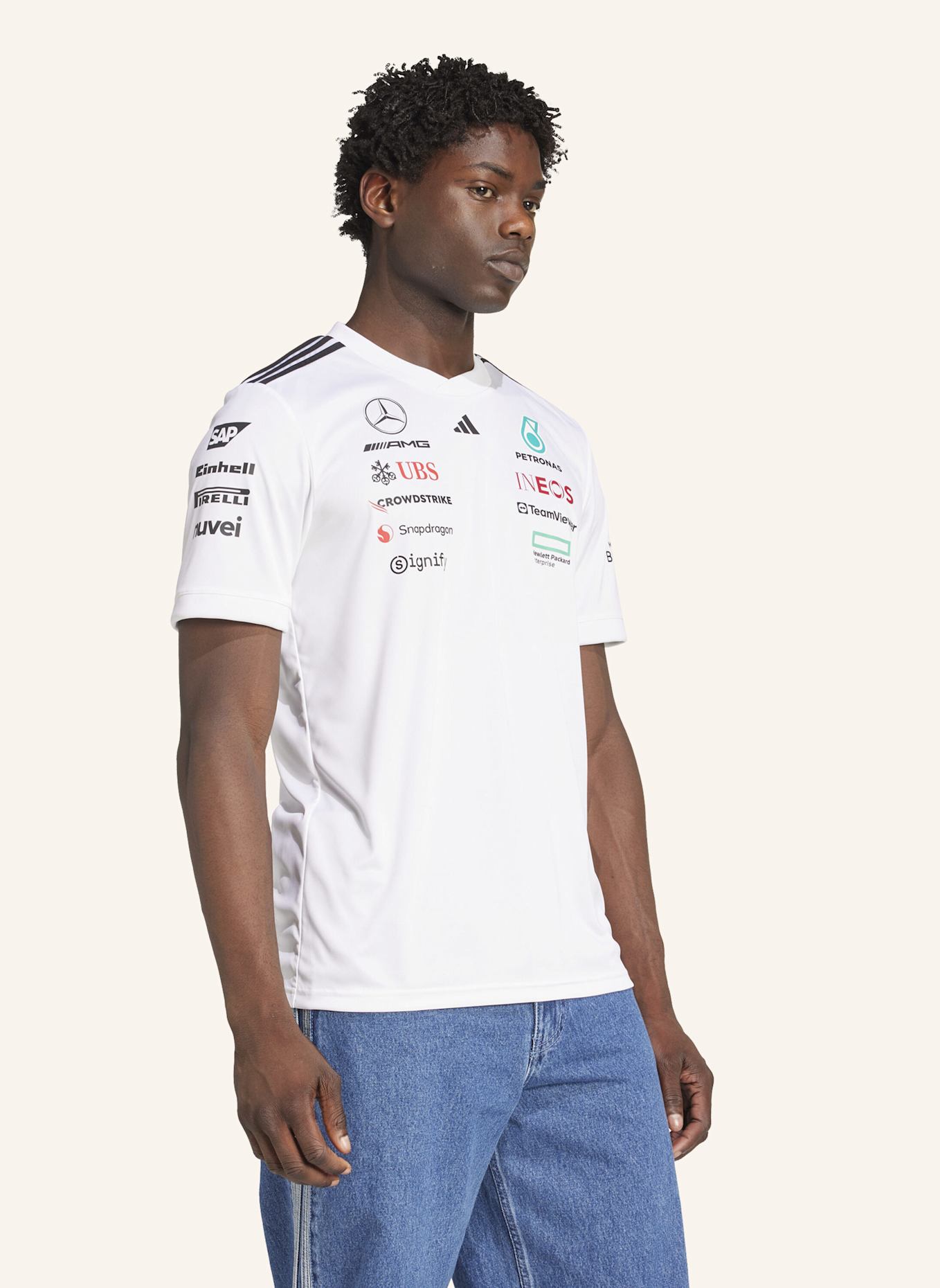 adidas MERCEDES - AMG PETRONAS FORMULA ONE TEAM WHITE DRIVER TRIKOT: WEISS/ SCHWARZ