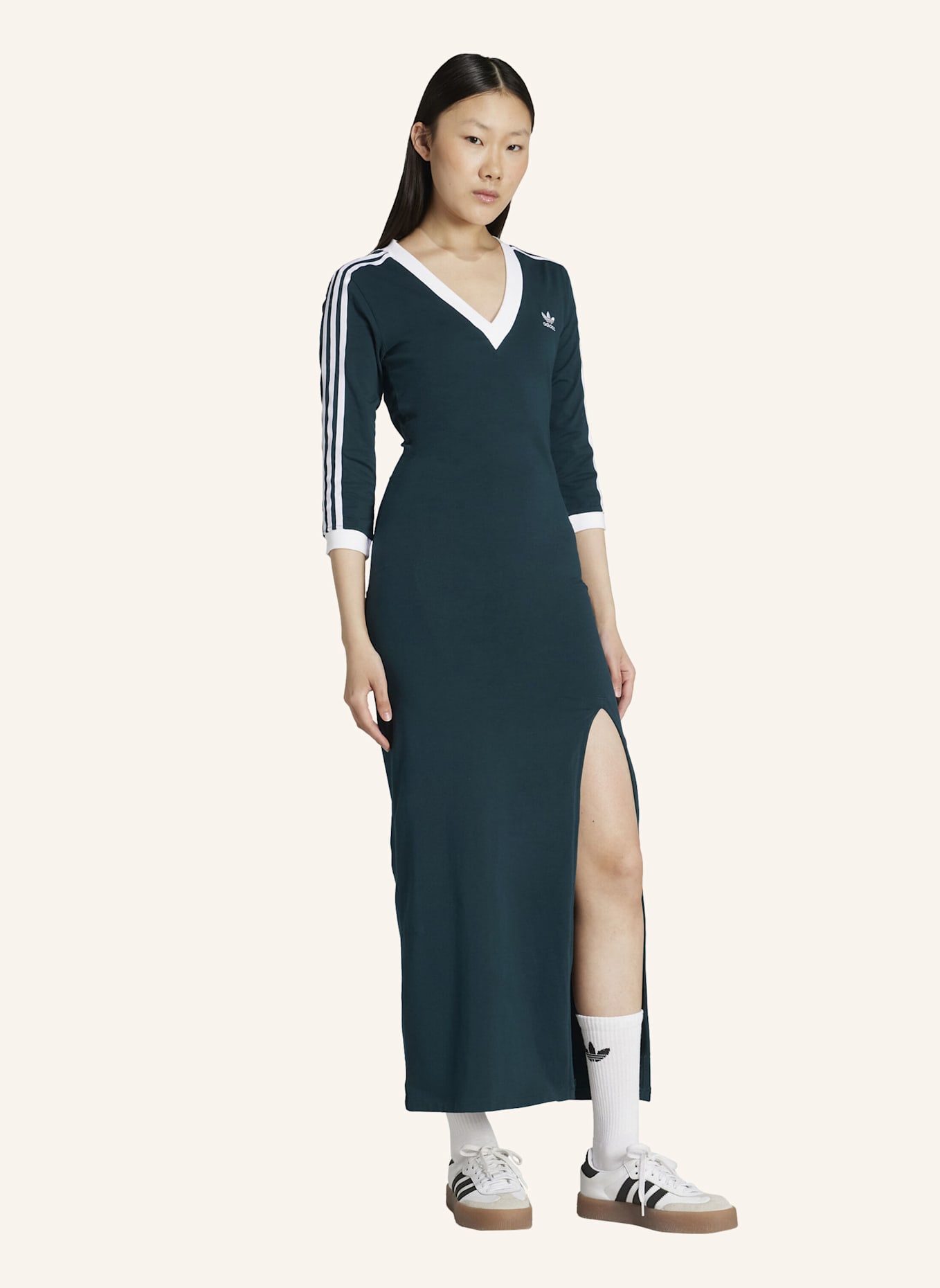 adidas Originals Jerseykleid mit 3/4-Arm: GRÜN/ WEISS