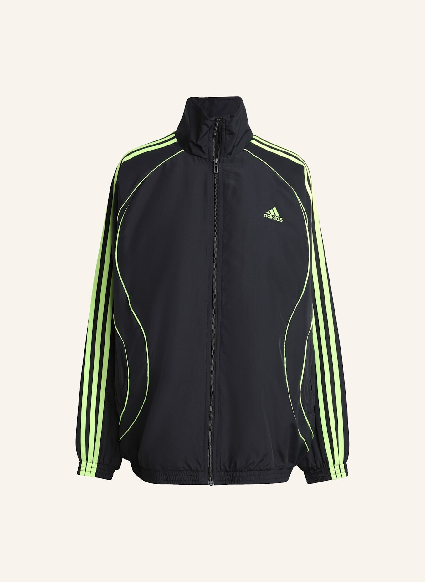 adidas Originals TEAMGEIST ADICOLOR ORIGINALS JACKE, OVERSIZED, GEWEBT: SCHWARZ/ GRÜN