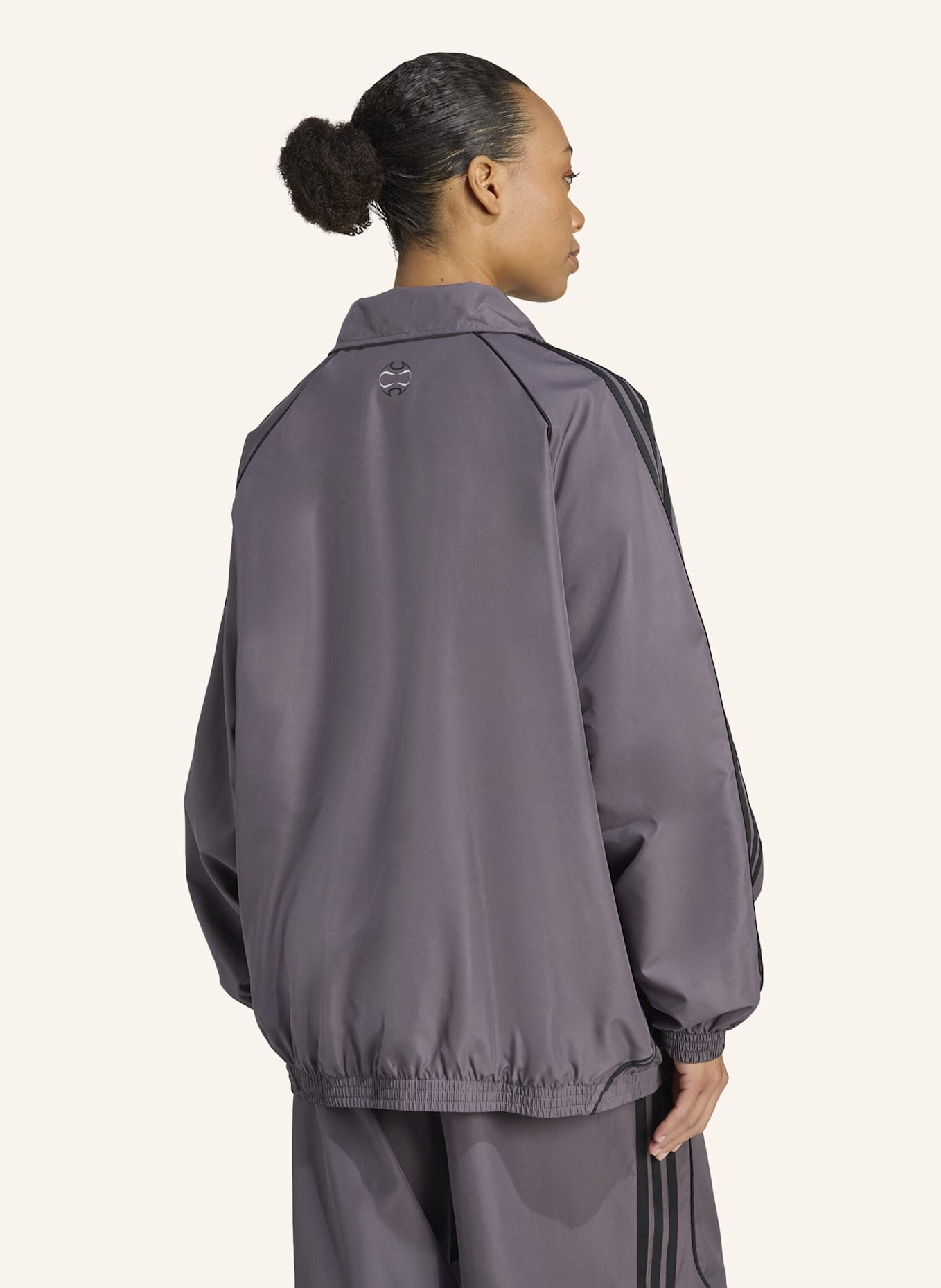 adidas Originals TEAMGEIST ADICOLOR ORIGINALS JACKE, OVERSIZED, GEWEBT: GRAU/ SCHWARZ