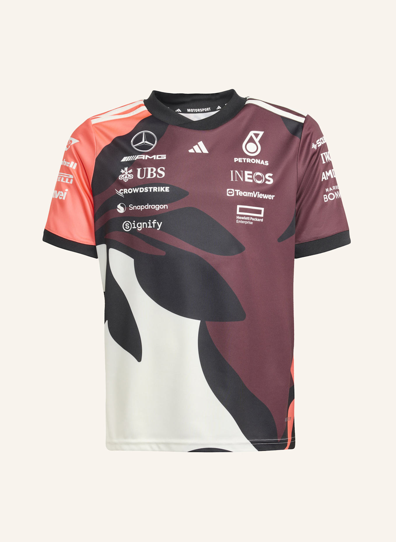 adidas MERCEDES - AMG PETRONAS FORMULA ONE TEAM KIDS SUMMER PACK DRIVER TRIKOT REPLICA: ROT/ WEISS