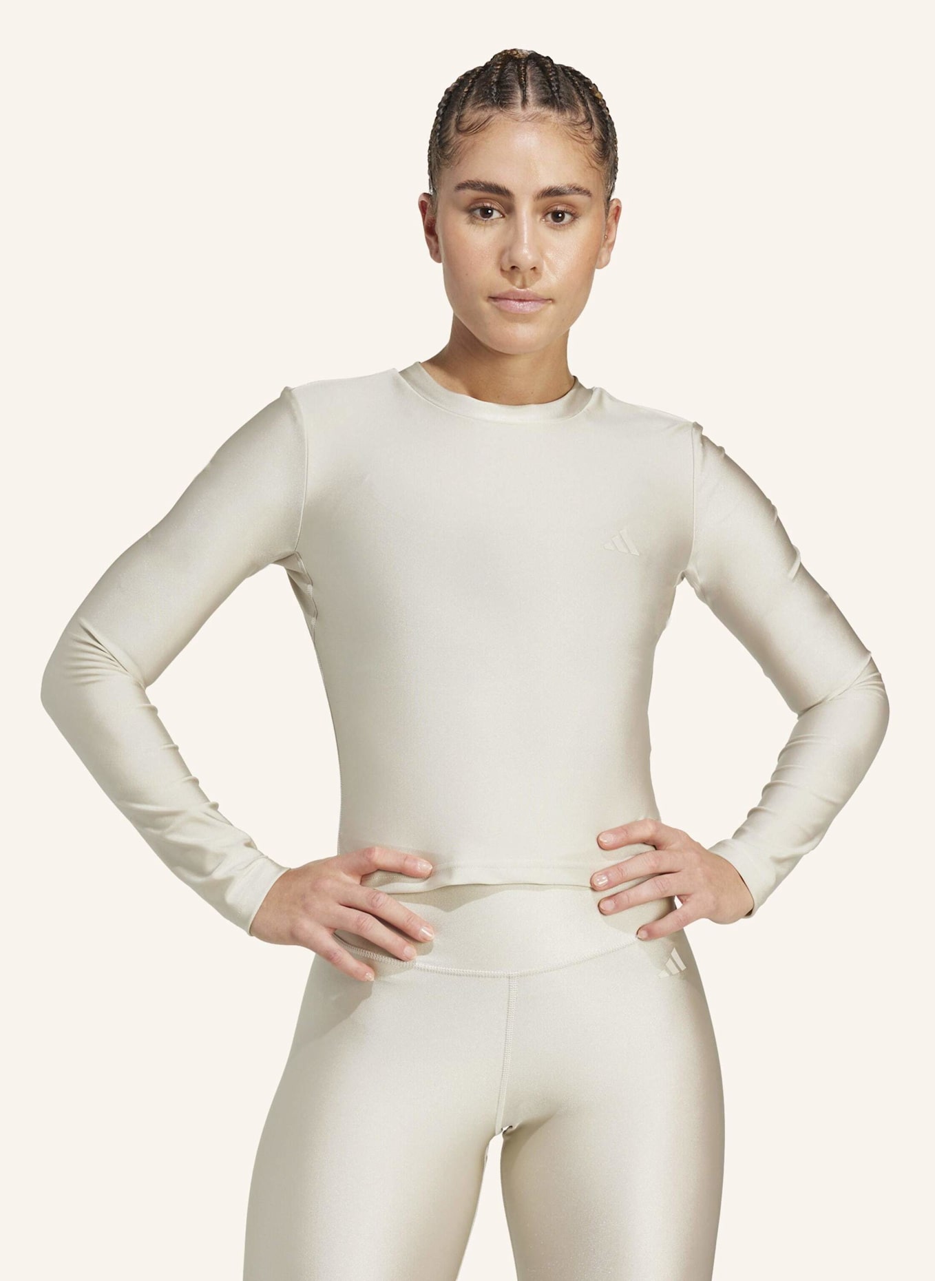 adidas WORKOUT ESSENTIALS LONGSLEEVE HEMD GLANZ: BEIGE
