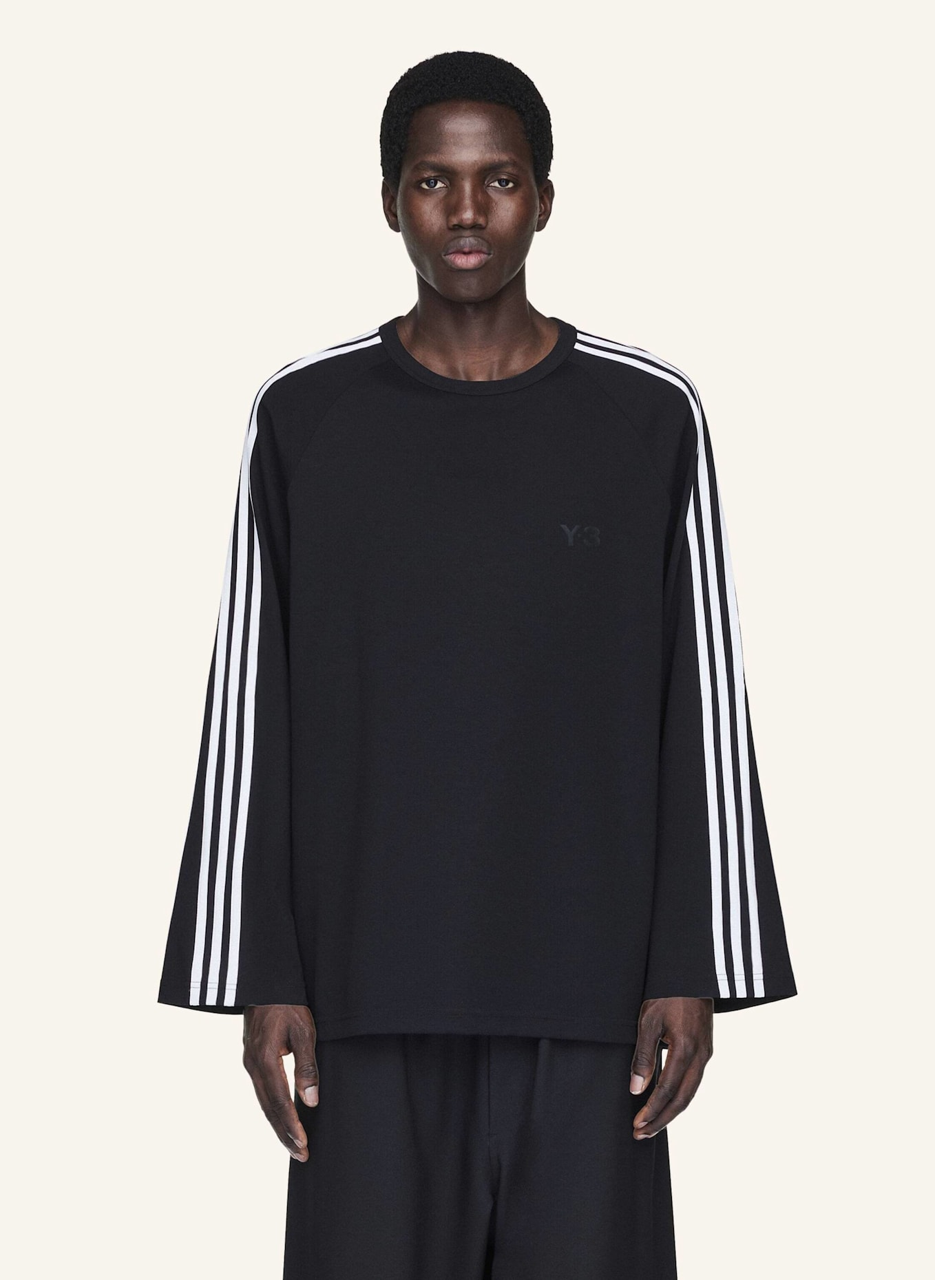Y-3 Y-3 3-STREIFEN LONGSLEEVE: SCHWARZ