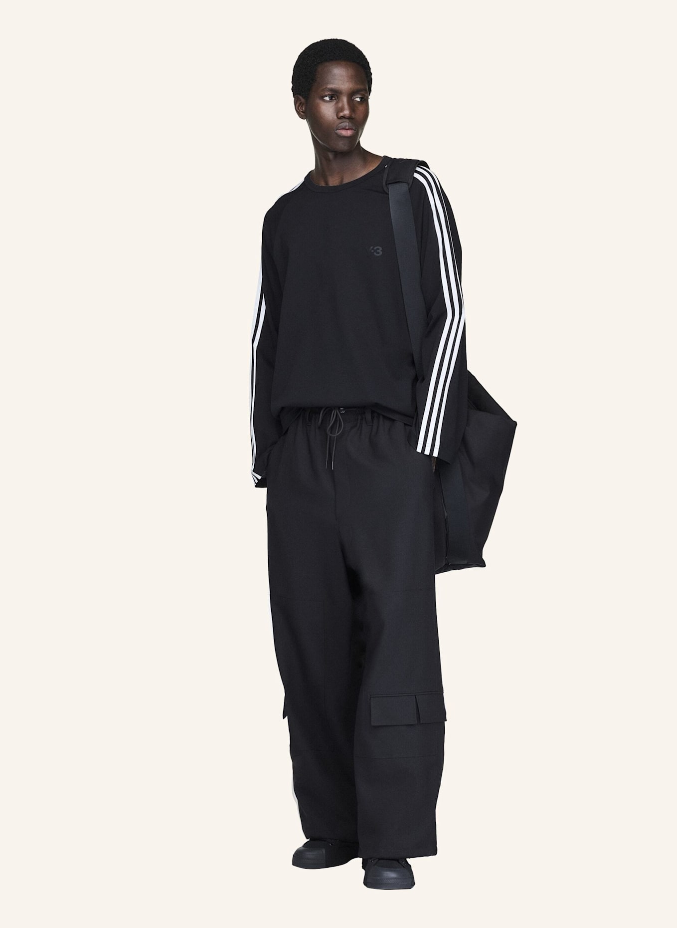 Y-3 Y-3 3-STREIFEN LONGSLEEVE: SCHWARZ