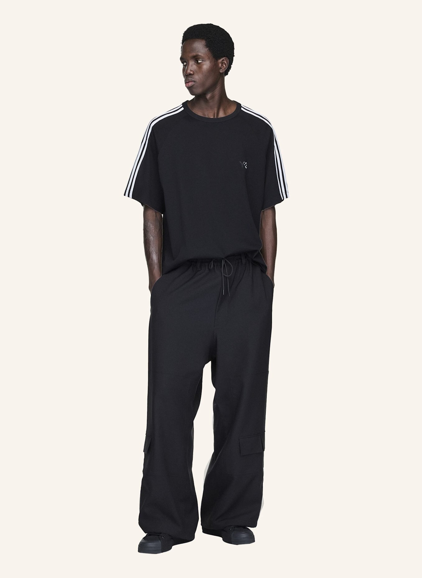 Y-3 Y-3 SHORT SLEEVE TEE 3-STREIFEN: SCHWARZ