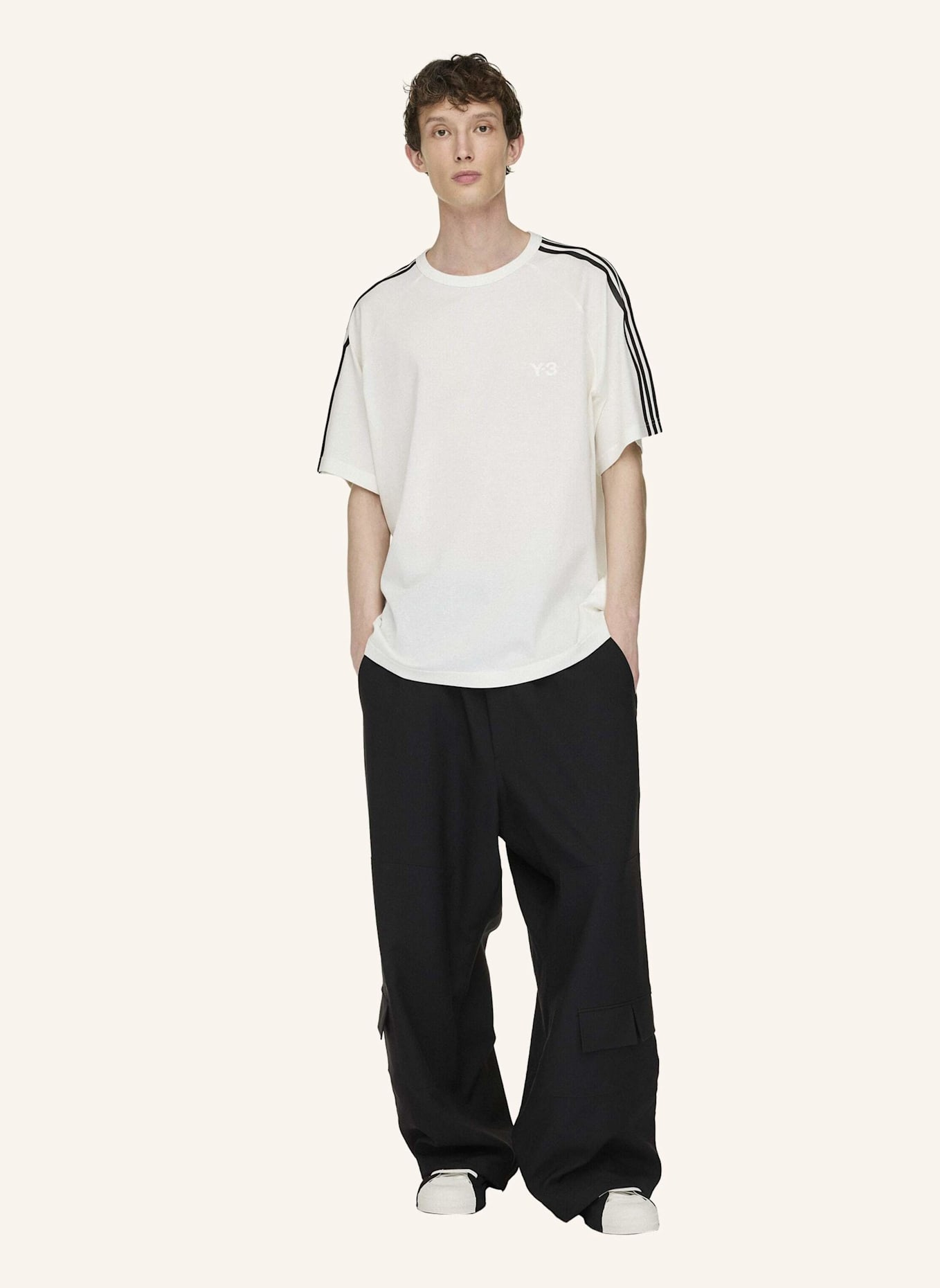 Y-3 Y-3 SHORT SLEEVE TEE 3-STREIFEN: WEISS
