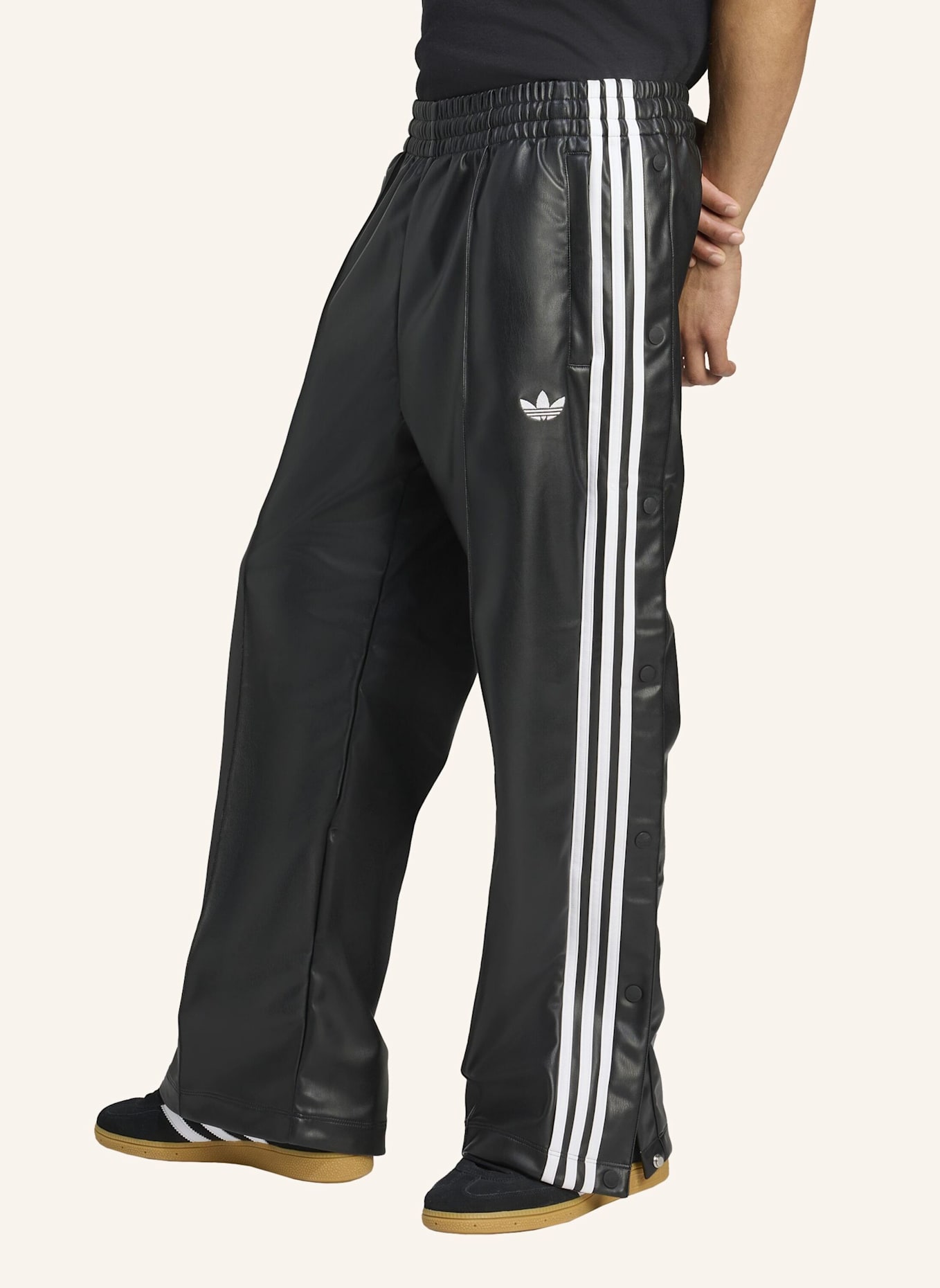 adidas Originals ADIDAS X JEREMY SCOTT SYNTHETIKLEDER WEITE HOSE: SCHWARZ
