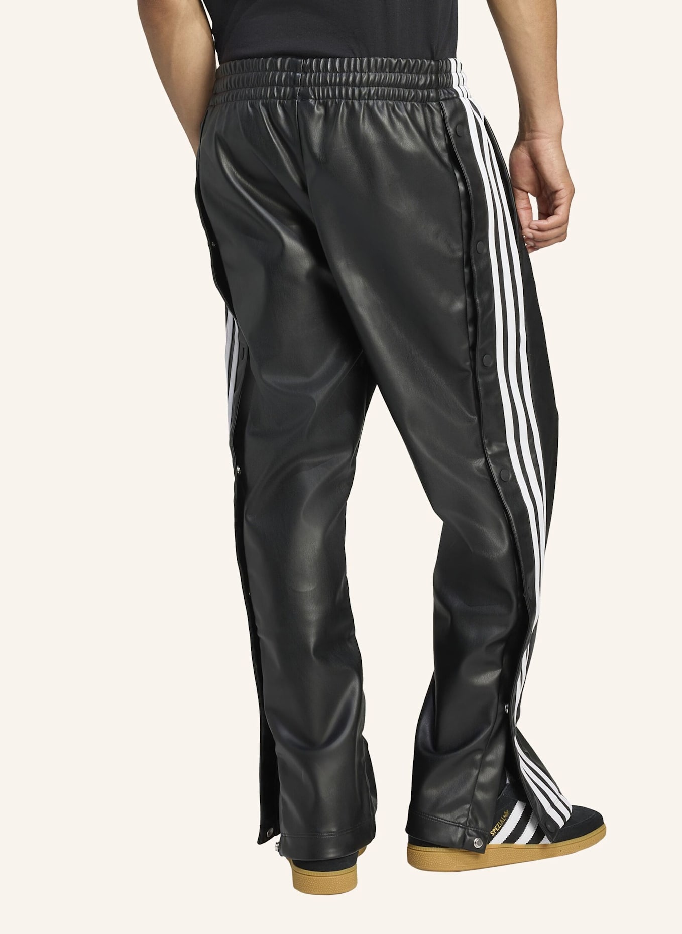 adidas Originals ADIDAS X JEREMY SCOTT SYNTHETIKLEDER WEITE HOSE: SCHWARZ