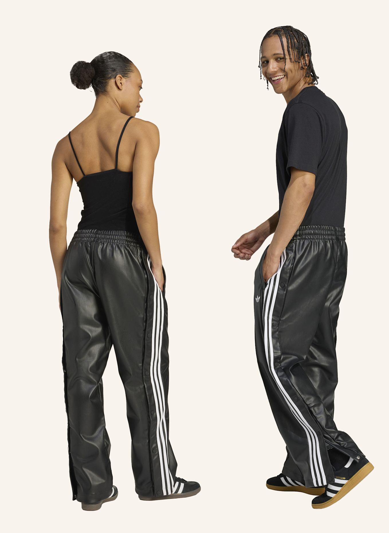 adidas Originals ADIDAS X JEREMY SCOTT SYNTHETIKLEDER WEITE HOSE: SCHWARZ