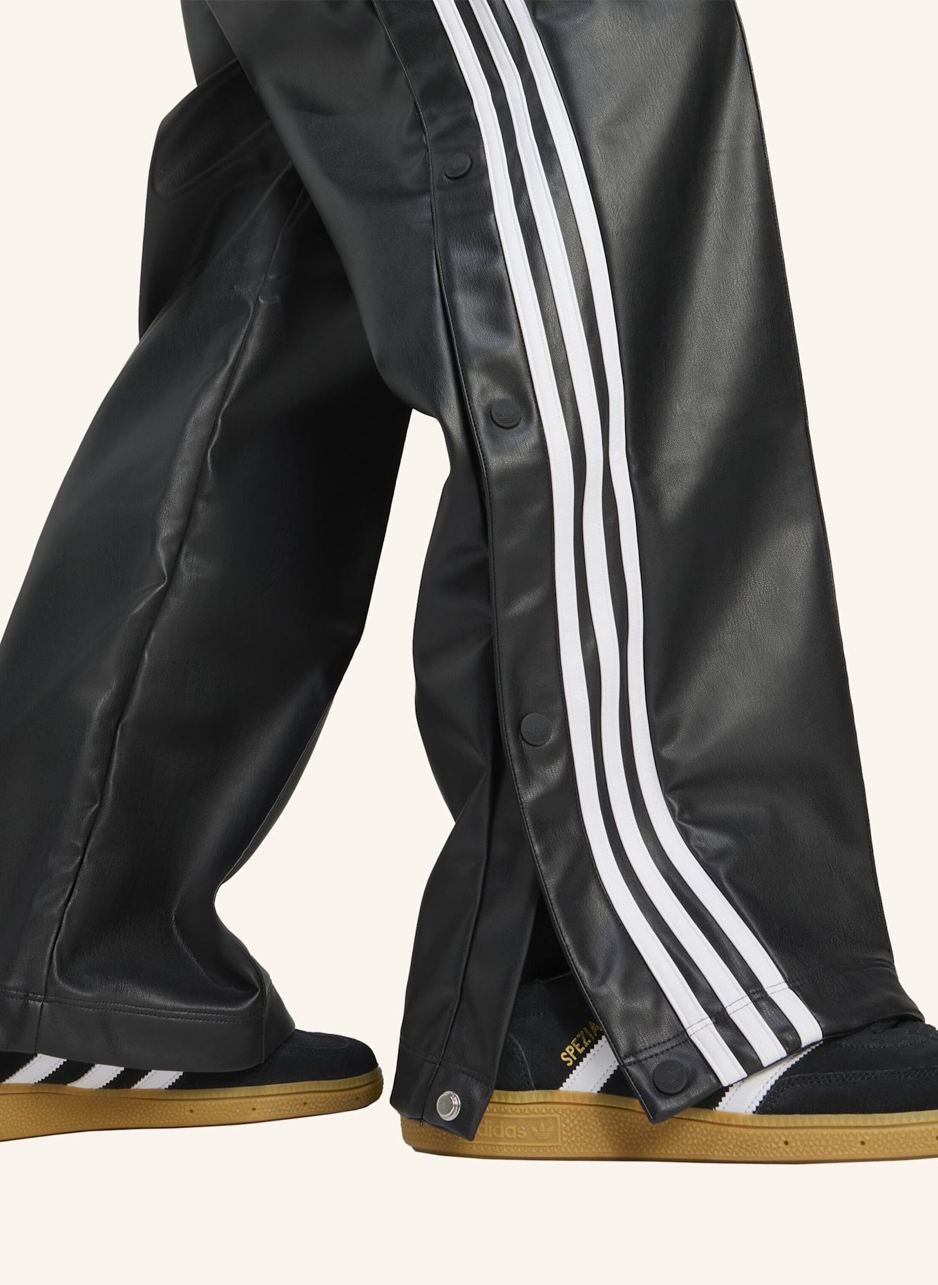 adidas Originals ADIDAS X JEREMY SCOTT SYNTHETIKLEDER WEITE HOSE: SCHWARZ