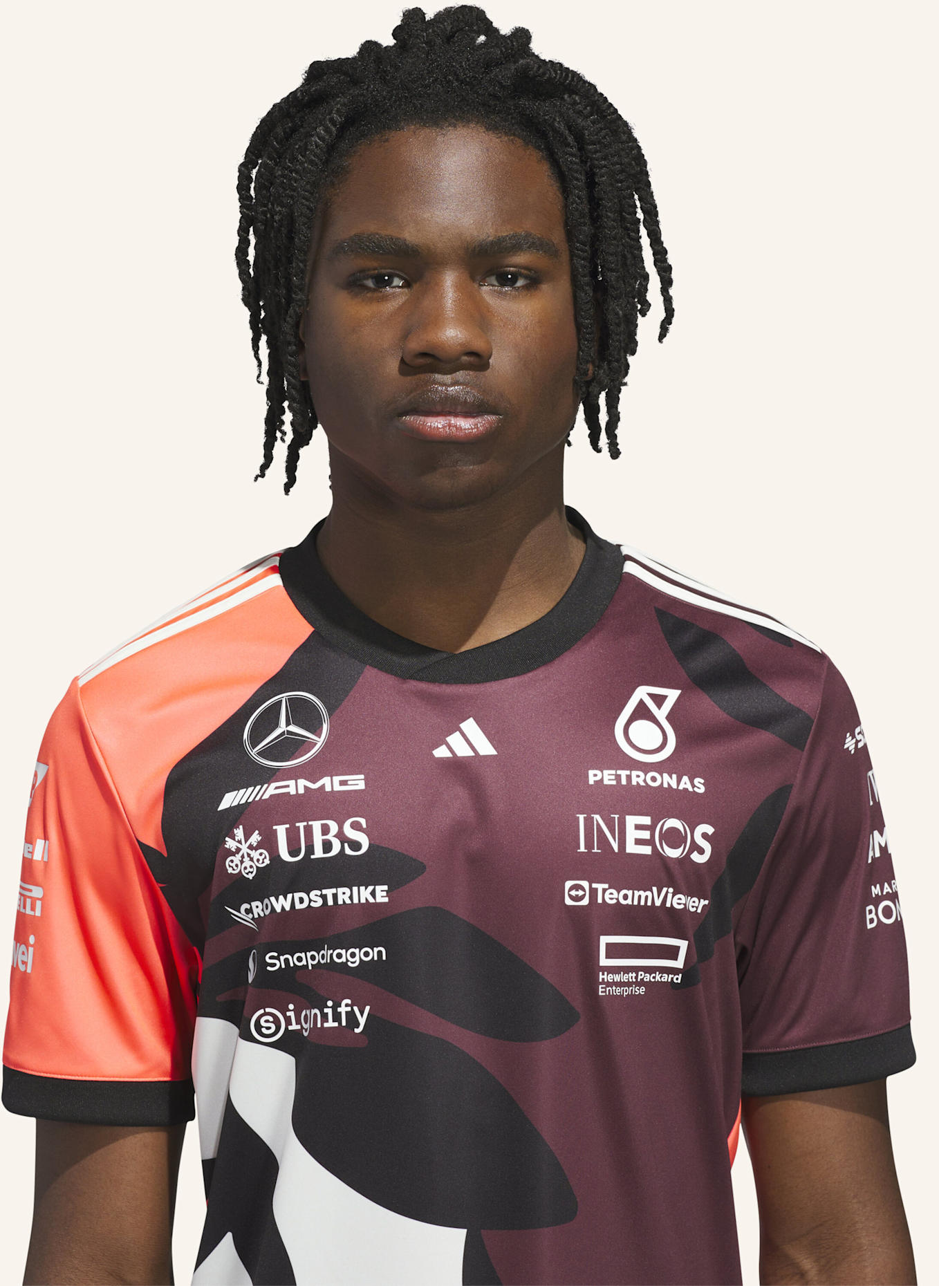 adidas MERCEDES - AMG PETRONAS FORMULA ONE TEAM DRIVER TRIKOT REPLICA SUMMER PACK: ROT/ WEISS