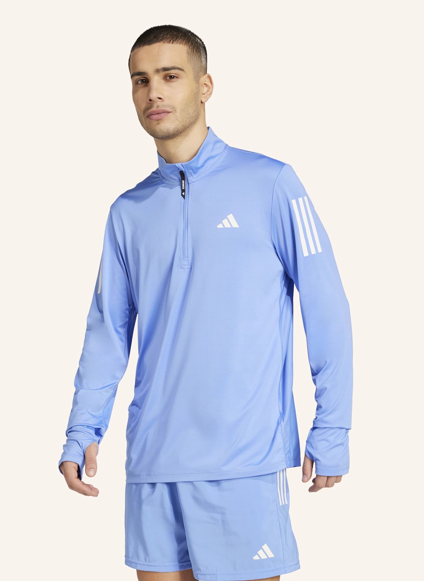 adidas Laufshirt OWN THE RUN HALF ZIP: BLAU