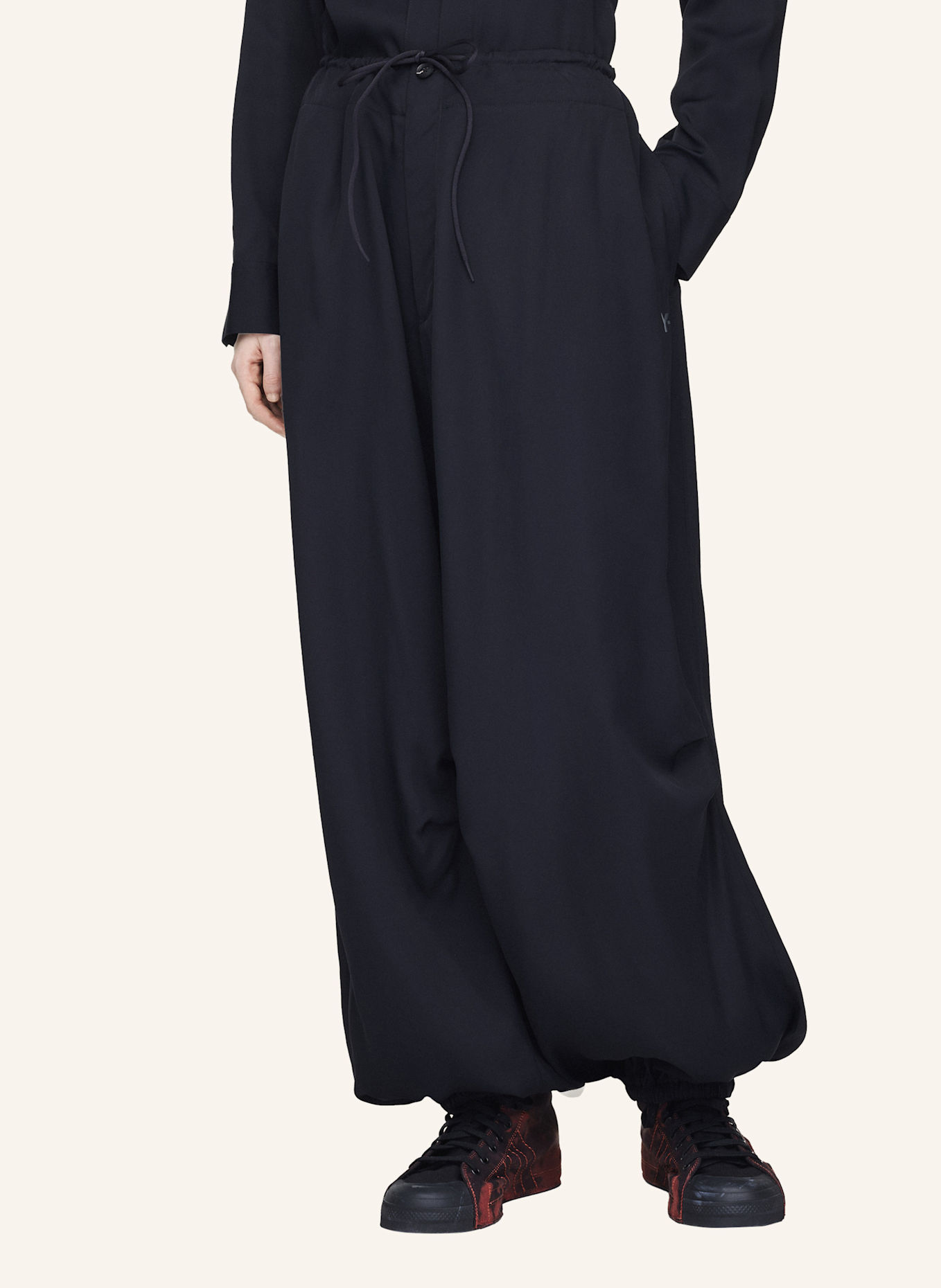 Y-3 Y-3 RAYON TWILL WIDE HOSE: SCHWARZ