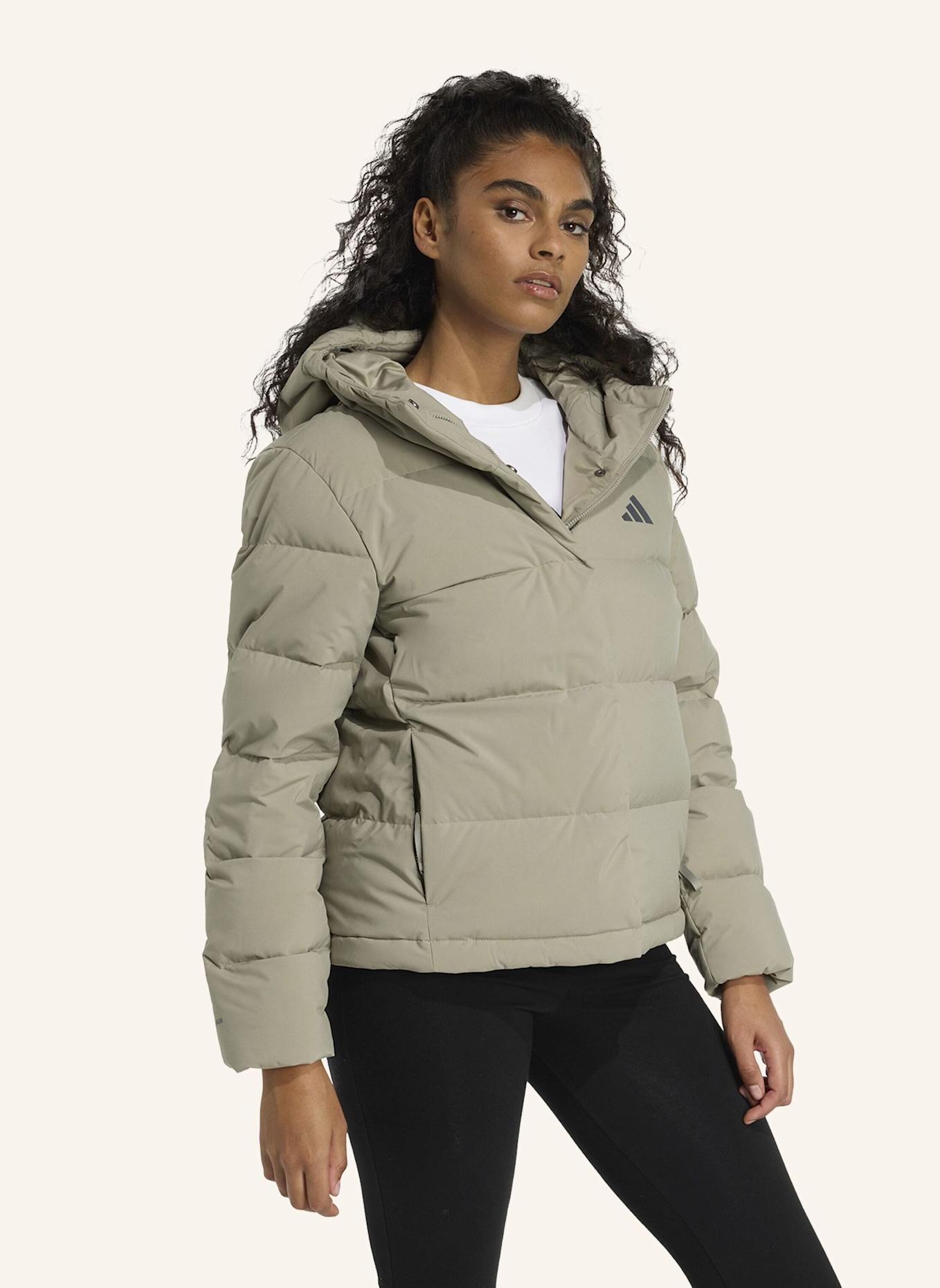adidas HELIONIC CLIMAWARM DAUNENJACKE MIT KAPUZE: SILBER