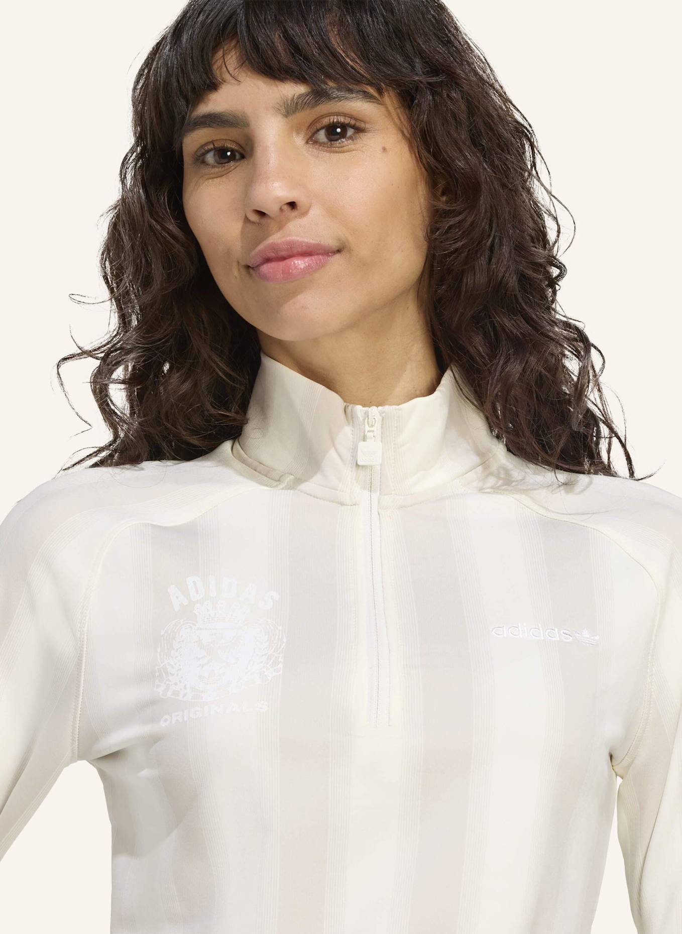 adidas Originals HALF-ZIP GRAPHIC FOOTBALL LONGSLEEVE: WEISS