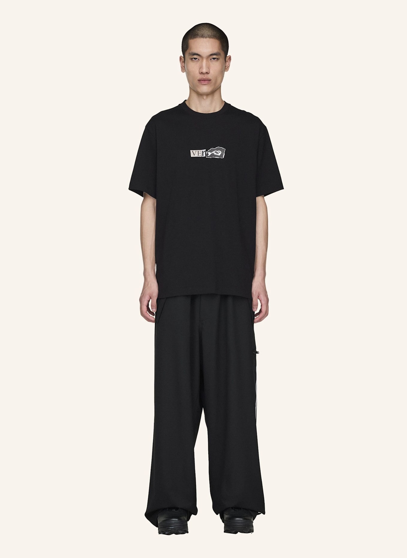Y-3 Y-3 REFINED WOOL STRAIGHT LEG HOSE: SCHWARZ