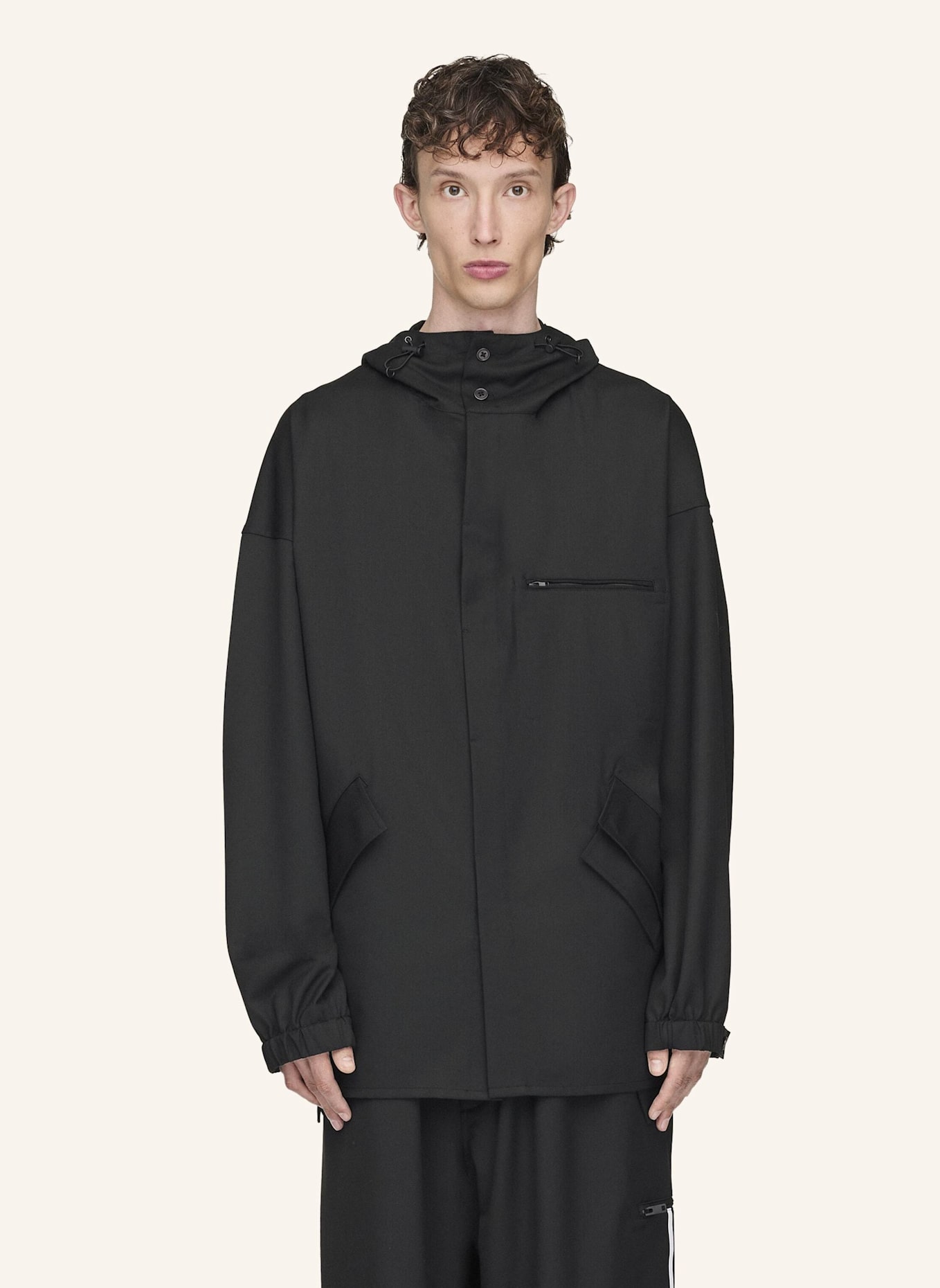 Y-3 Y-3 REFINED WOOL HOODED TOP 3-STRIPES: SCHWARZ