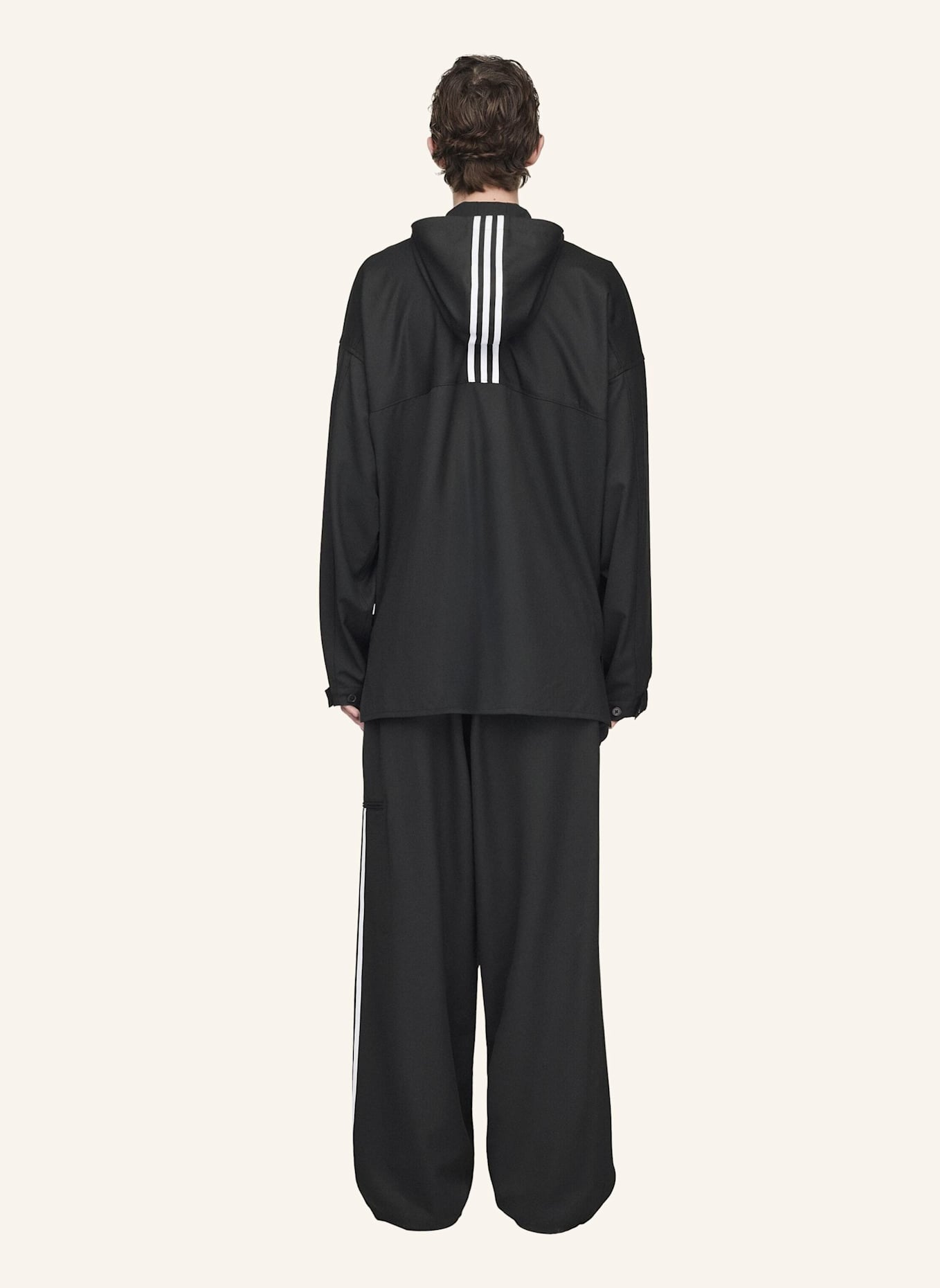 Y-3 Y-3 REFINED WOOL HOODED TOP 3-STRIPES: SCHWARZ