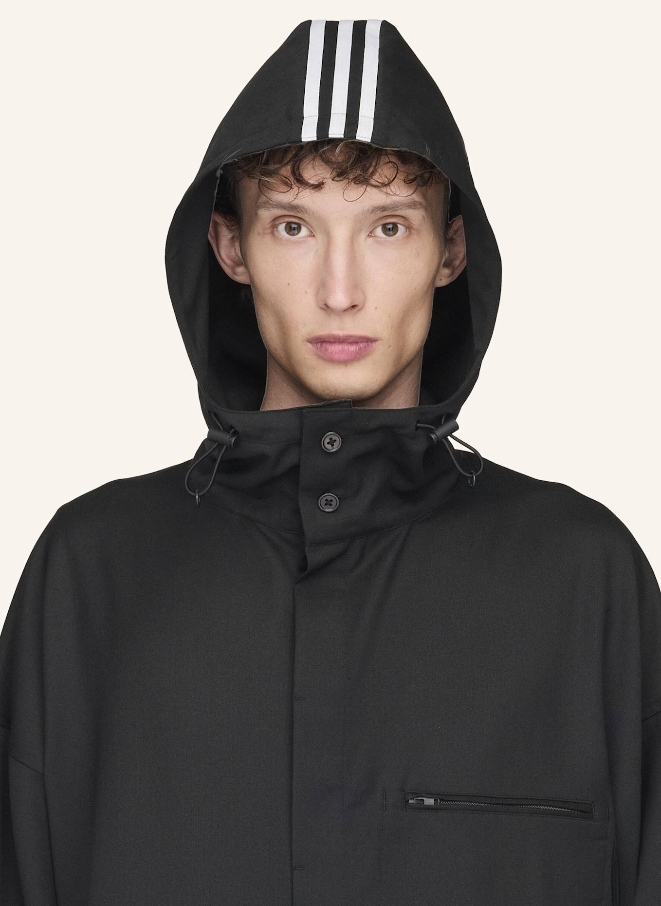 Y-3 Y-3 REFINED WOOL HOODED TOP 3-STRIPES: SCHWARZ