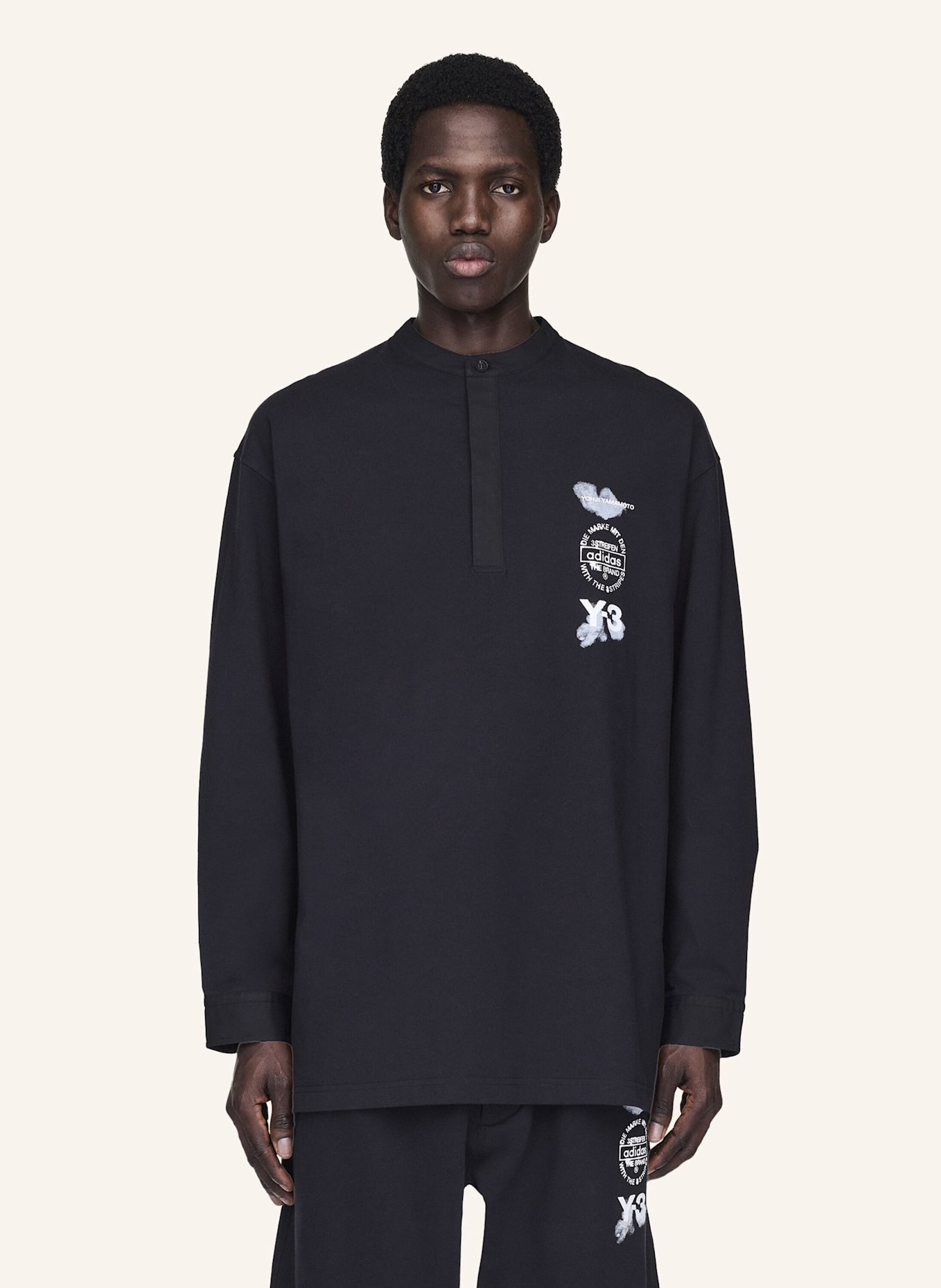 Y-3 Y-3 LONG SLEEVE POLOSHIRT: SCHWARZ
