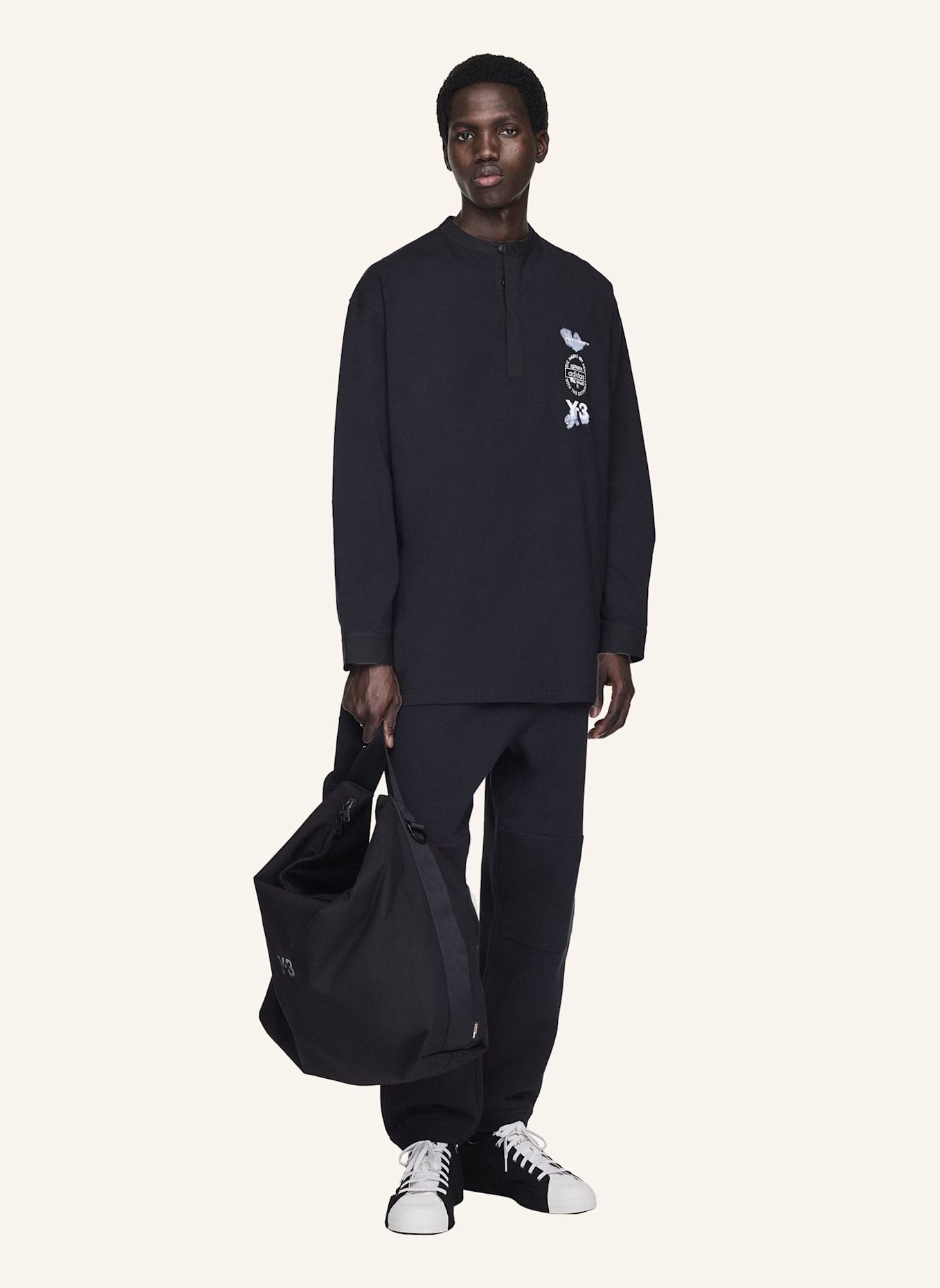 Y-3 Y-3 LONG SLEEVE POLOSHIRT: SCHWARZ