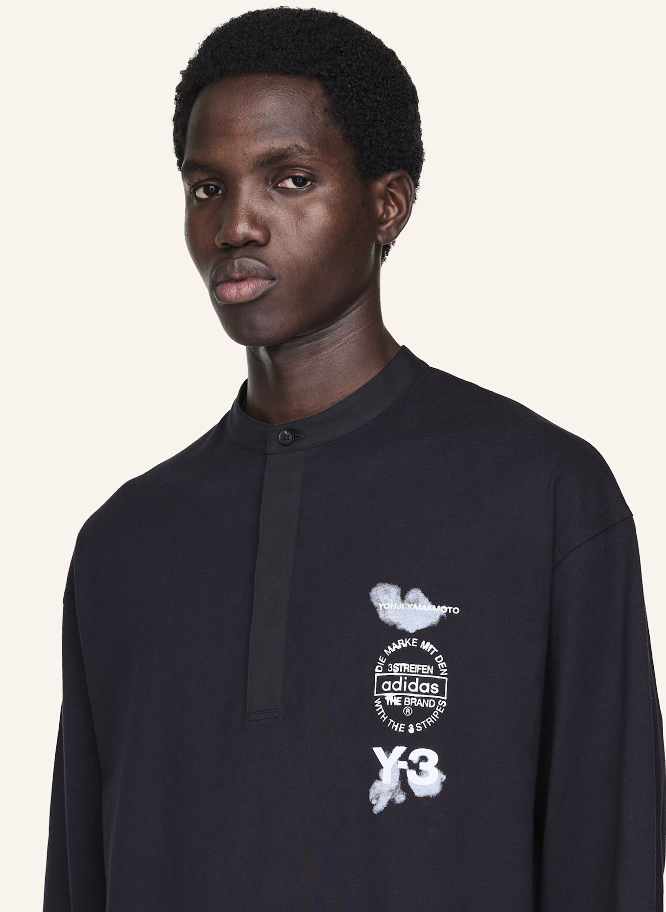 Y-3 Y-3 LONG SLEEVE POLOSHIRT: SCHWARZ