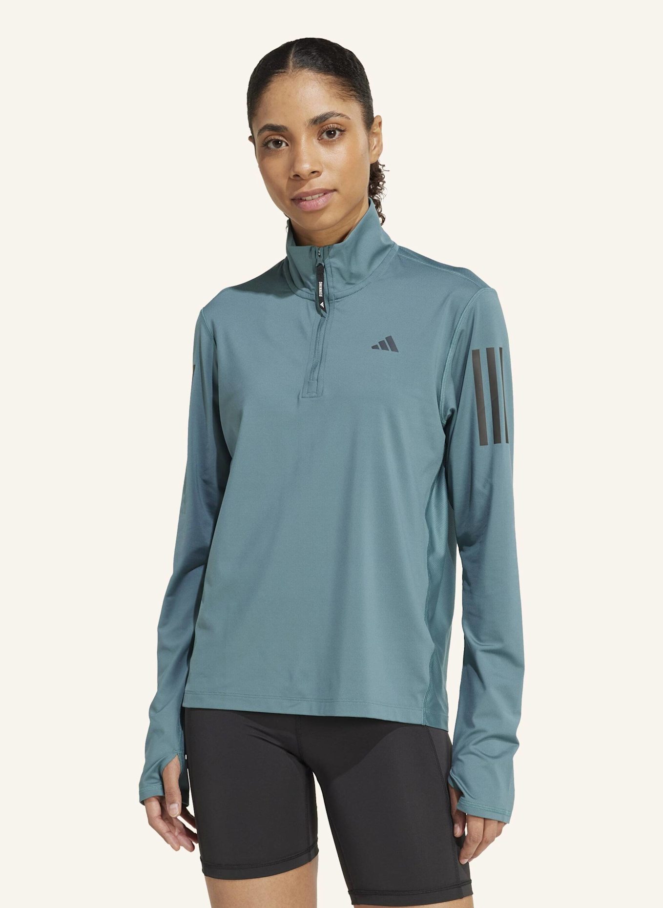 adidas OWN THE RUN HALF-ZIP OBERTEIL: TÜRKIS