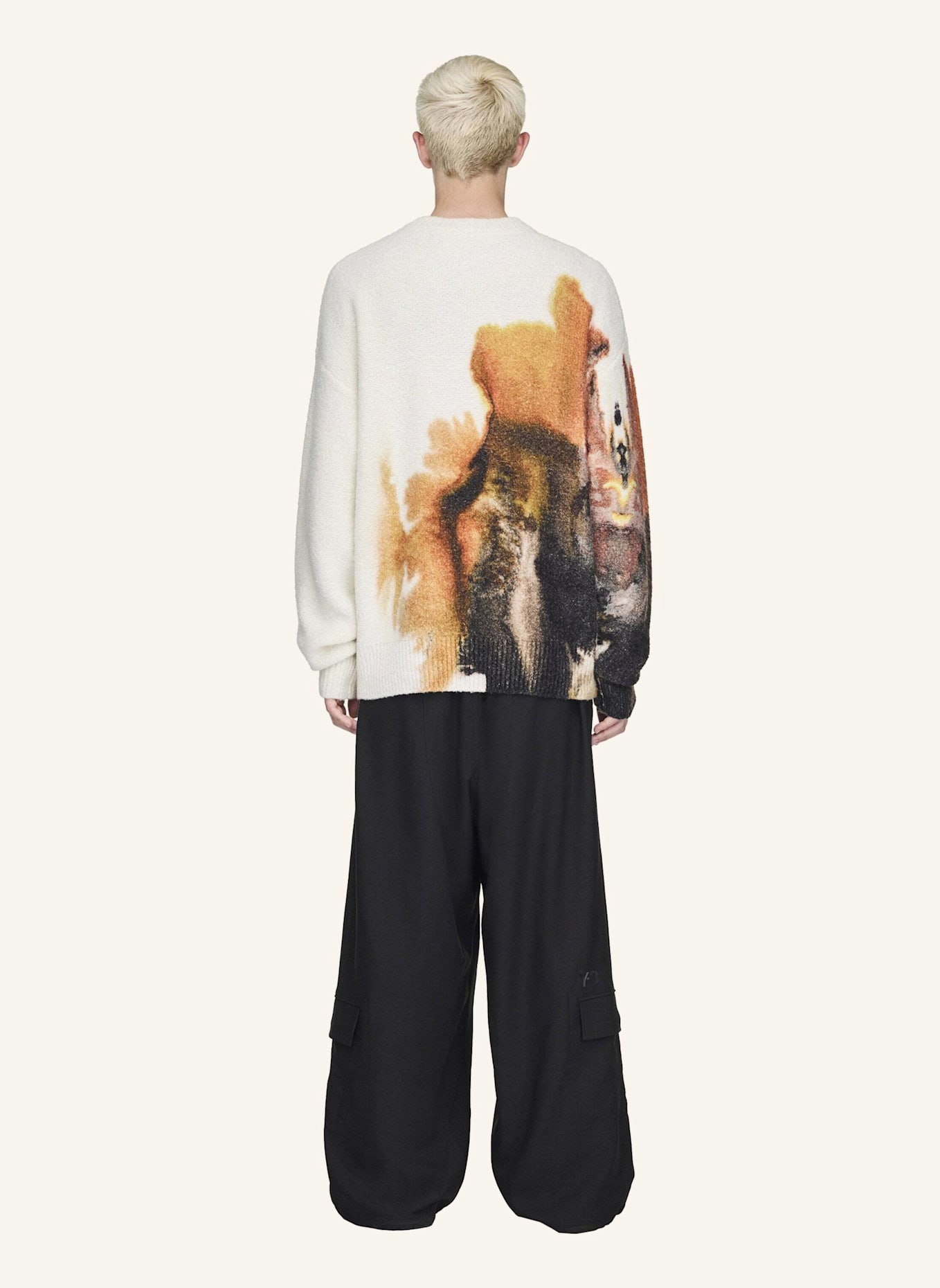 Y-3 Y-3 AOP STRICKPULLOVER: WEISS