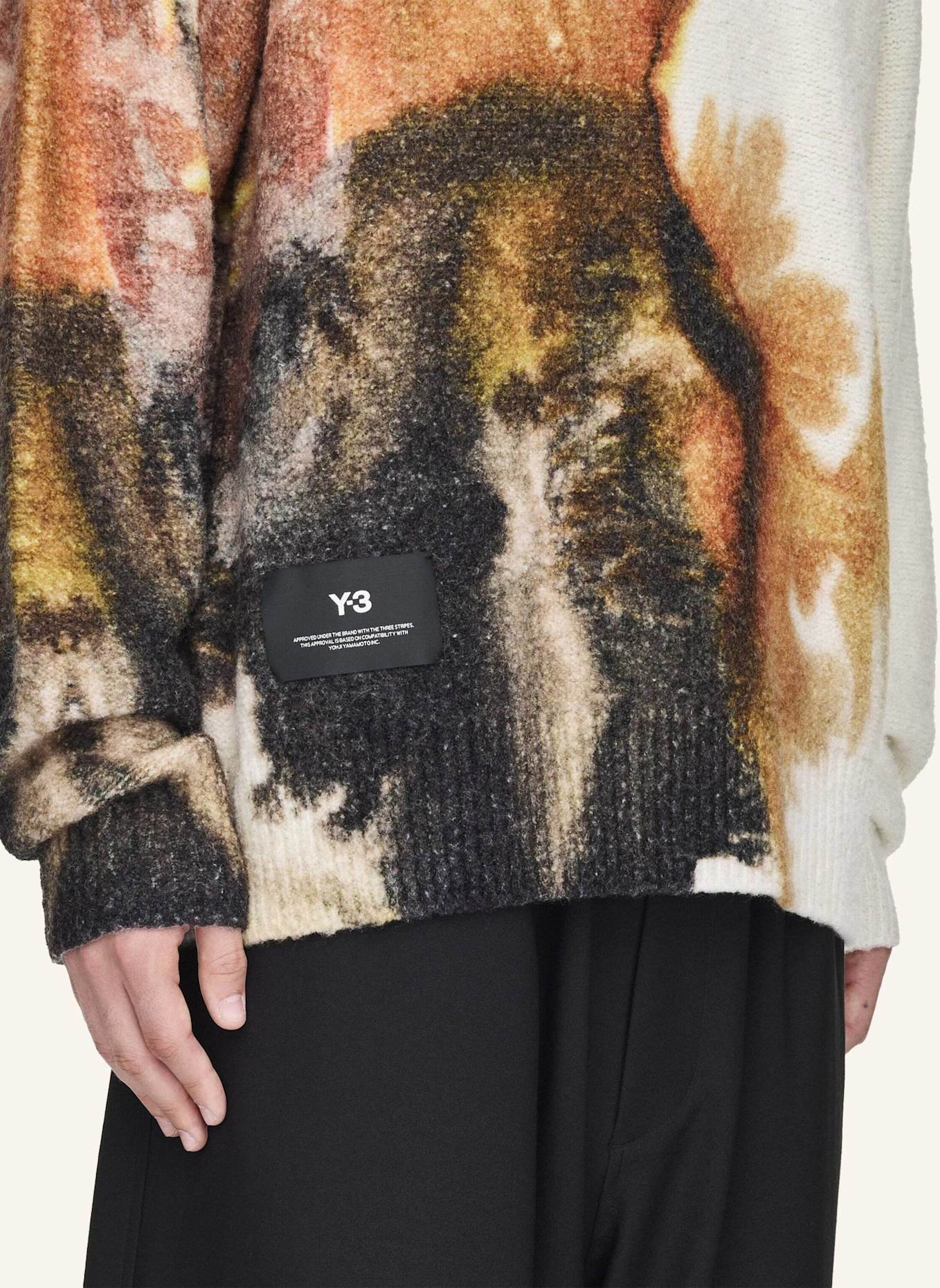 Y-3 Y-3 AOP STRICKPULLOVER: WEISS