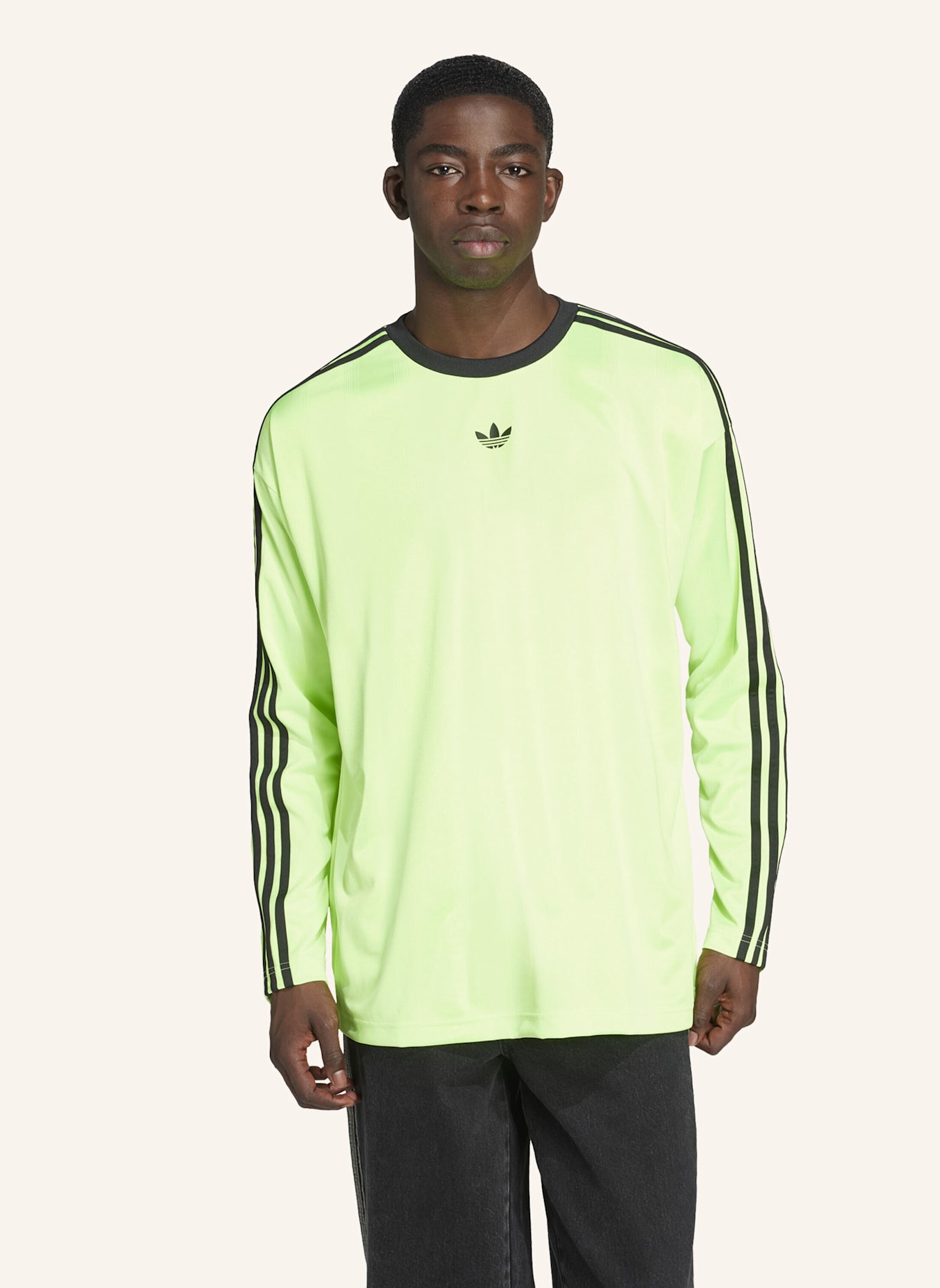 adidas Originals ADIDAS ADICOLOR JACQUARD LONG-SLEEVE JERSEY: GRÜN/ SCHWARZ