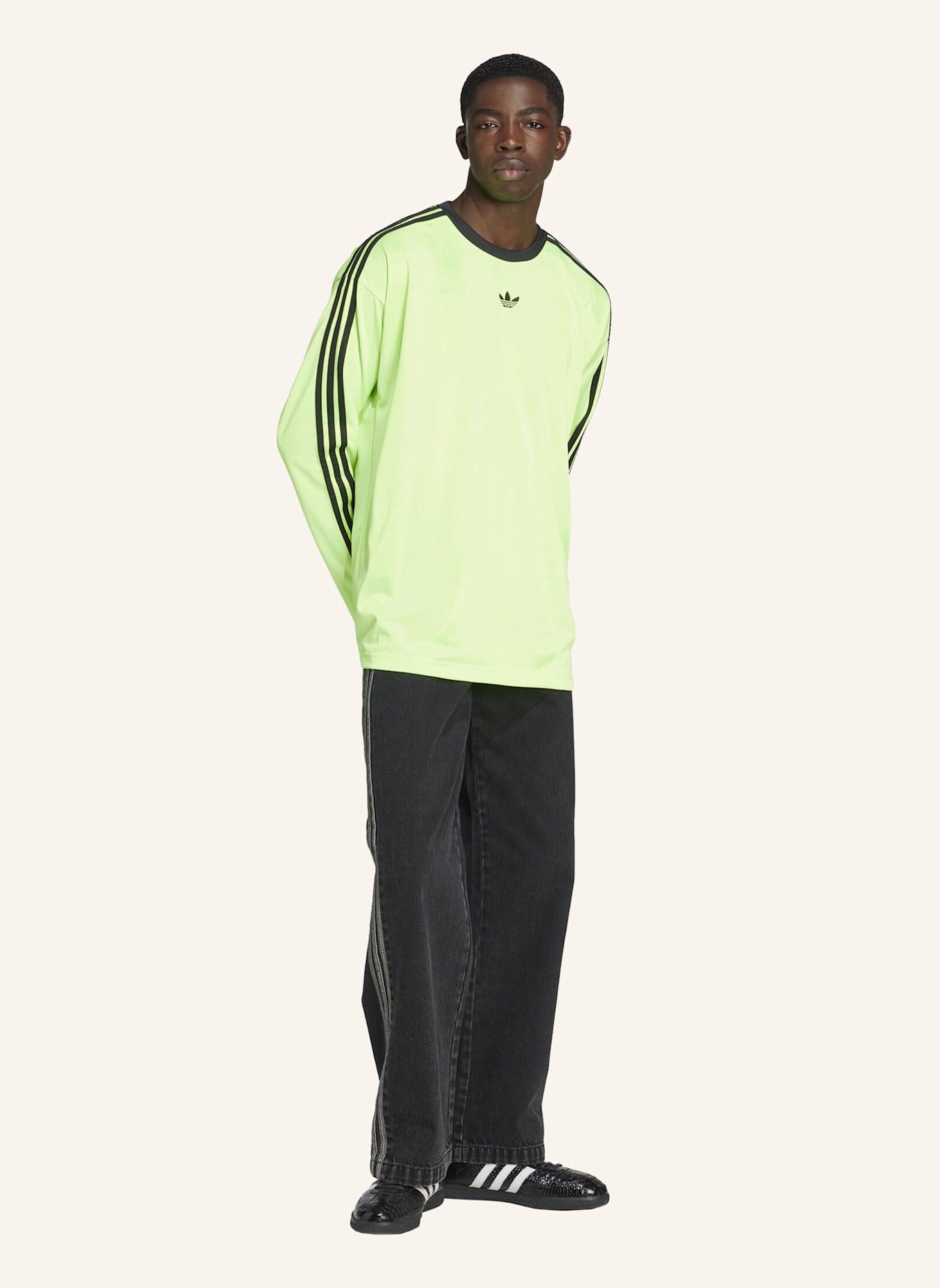 adidas Originals ADIDAS ADICOLOR JACQUARD LONG-SLEEVE JERSEY: GRÜN/ SCHWARZ