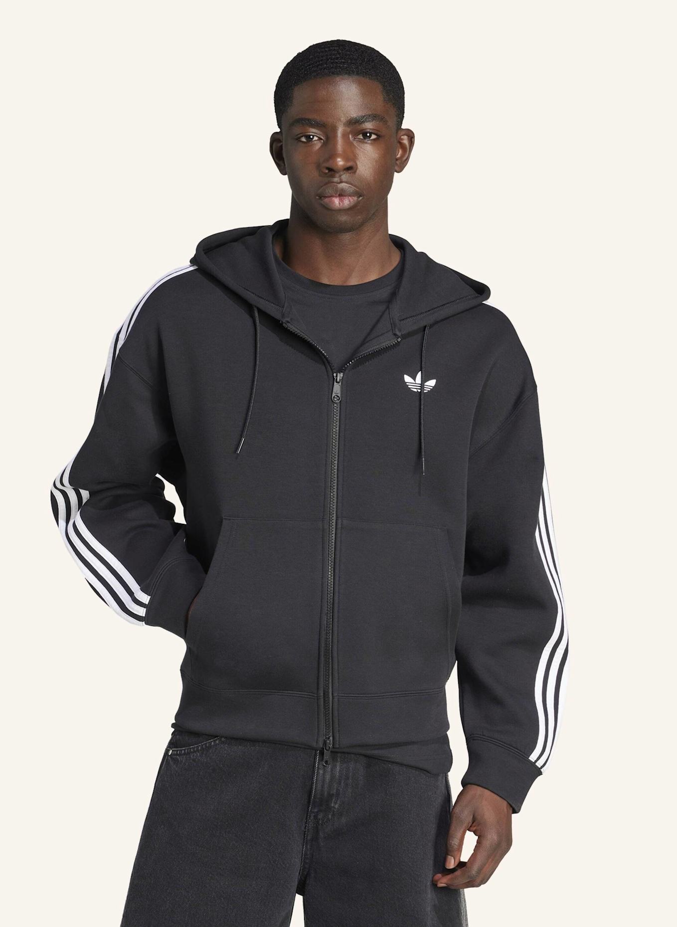 adidas Originals ADIDAS ADICOLOR SPACER KAPUZENJACKE, OVERSIZED: SCHWARZ