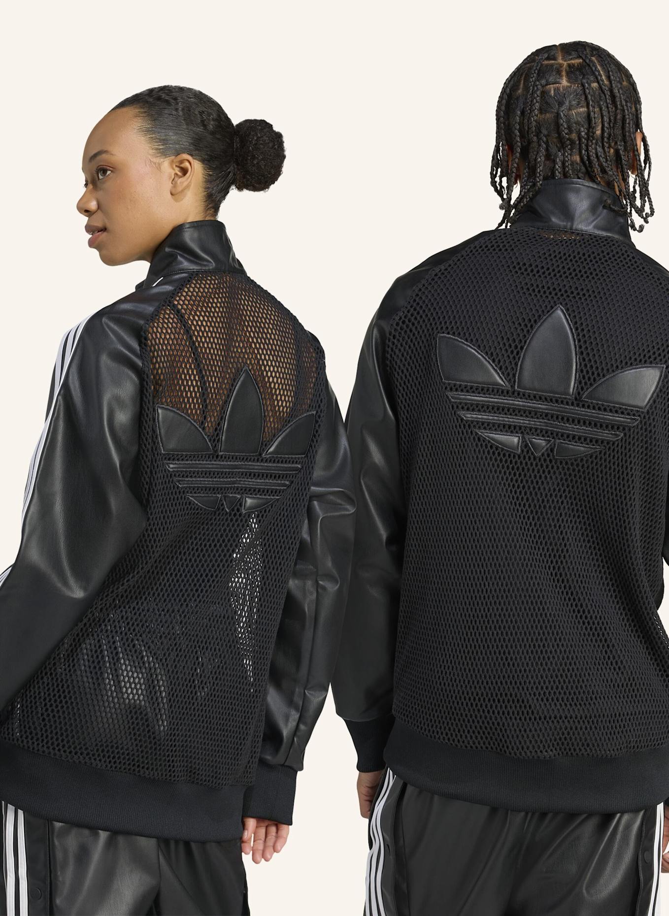 adidas Originals ADIDAS X JEREMY SCOTT SYNTHETIKLEDER MESH TRACK TOP: SCHWARZ