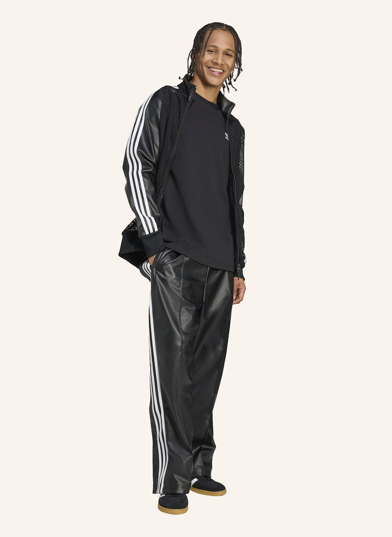 adidas Originals ADIDAS X JEREMY SCOTT SYNTHETIKLEDER MESH TRACK TOP: SCHWARZ