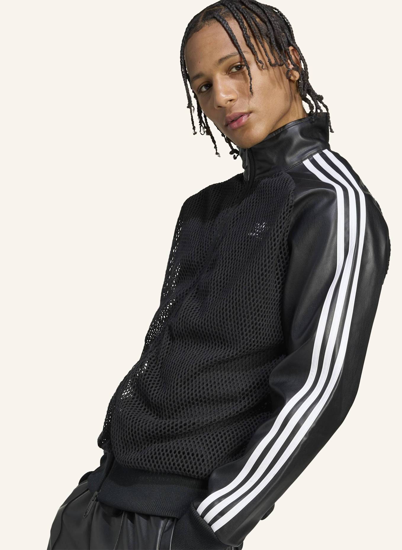 adidas Originals ADIDAS X JEREMY SCOTT SYNTHETIKLEDER MESH TRACK TOP: SCHWARZ