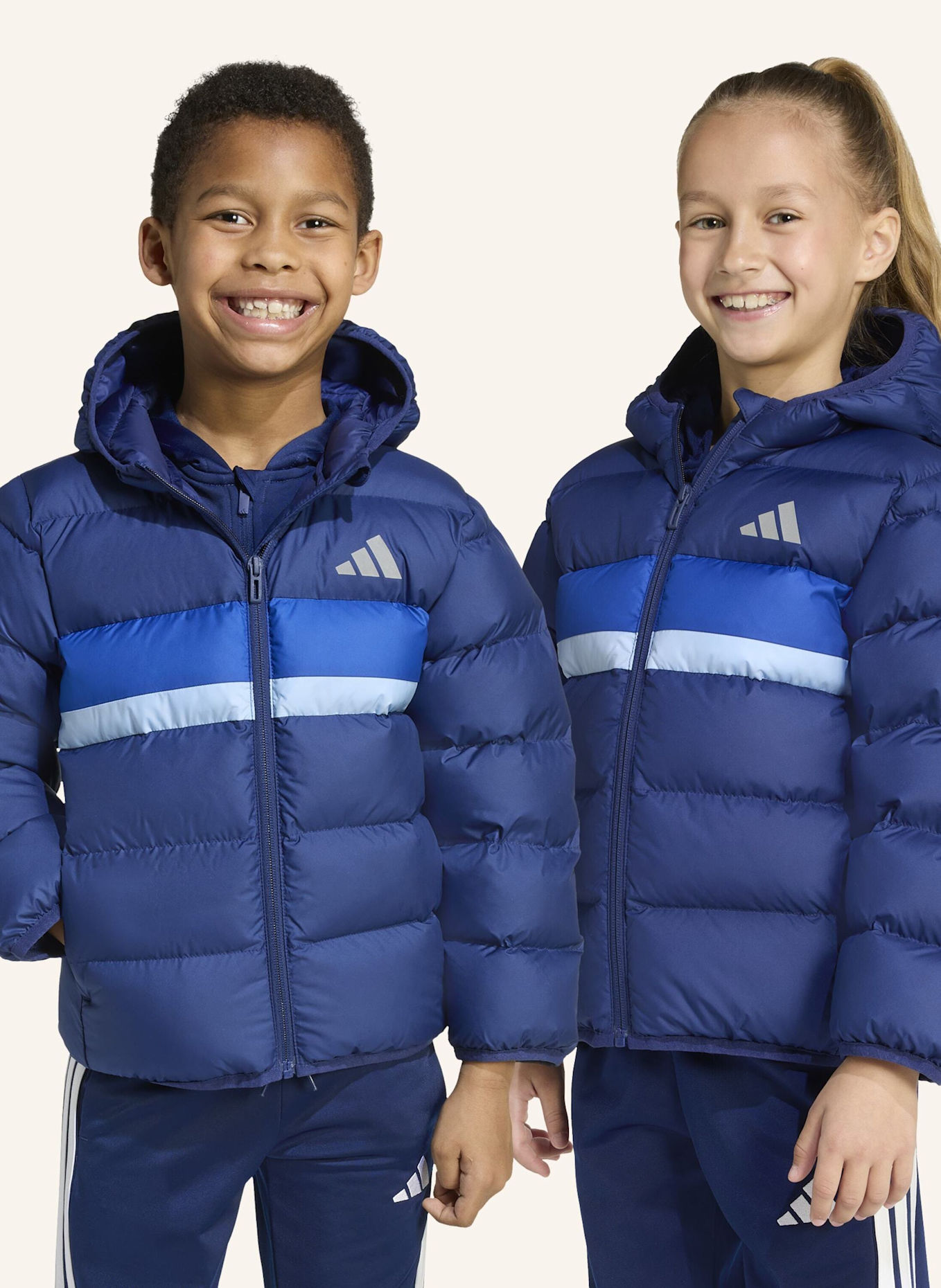 adidas KUNSTDAUNEN JACKE KINDER: DUNKELBLAU/ BLAU/ NEONBLAU
