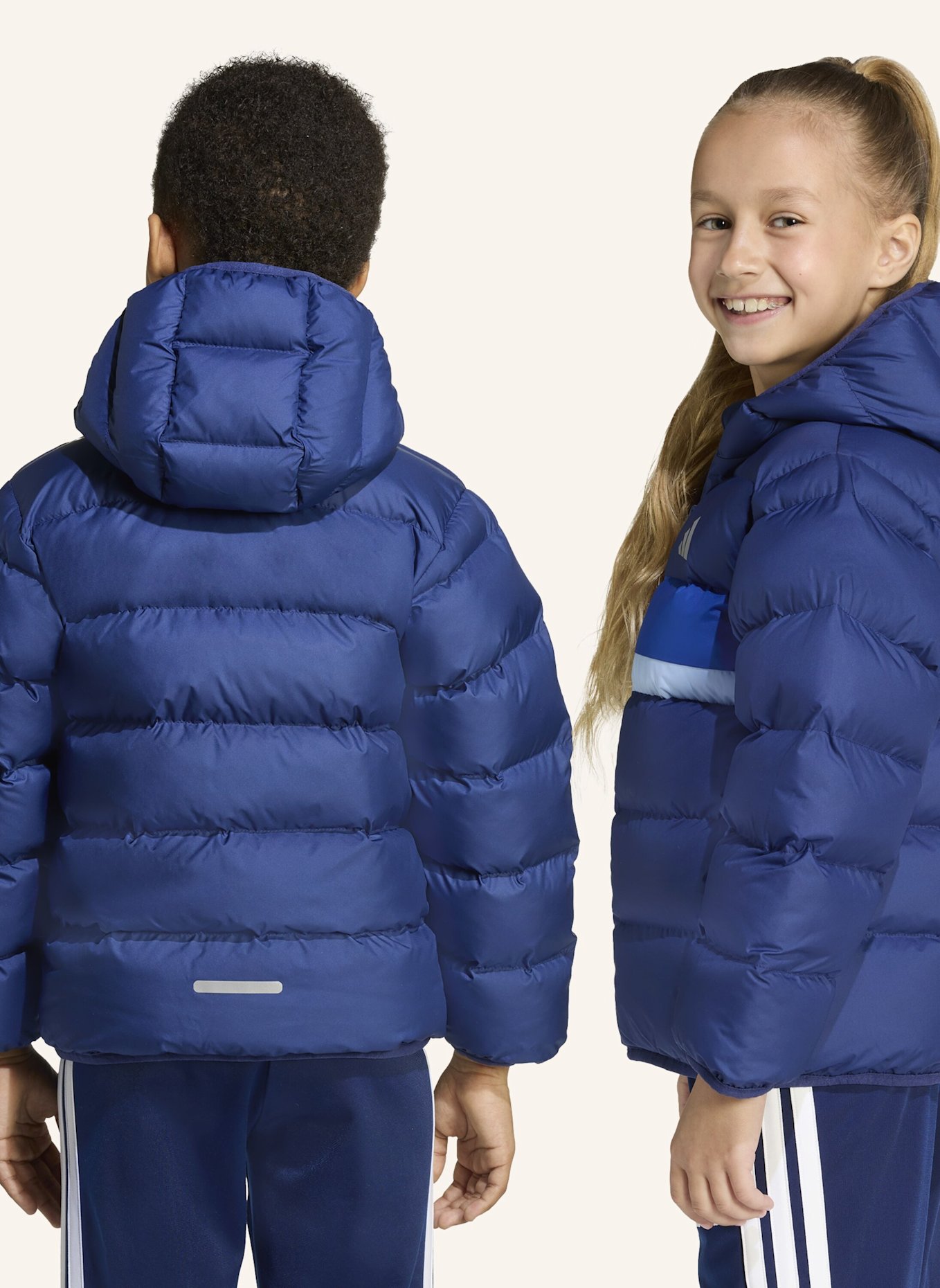 adidas KUNSTDAUNEN JACKE KINDER: DUNKELBLAU/ BLAU/ NEONBLAU