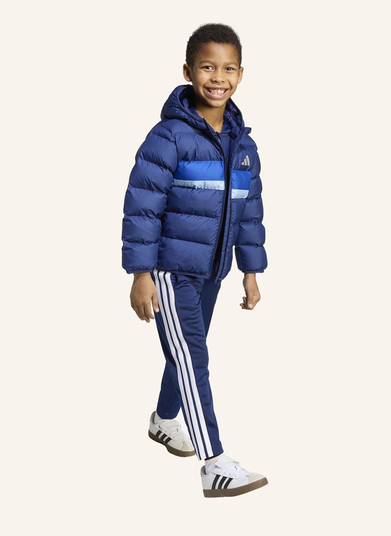 adidas KUNSTDAUNEN JACKE KINDER: DUNKELBLAU/ BLAU/ NEONBLAU
