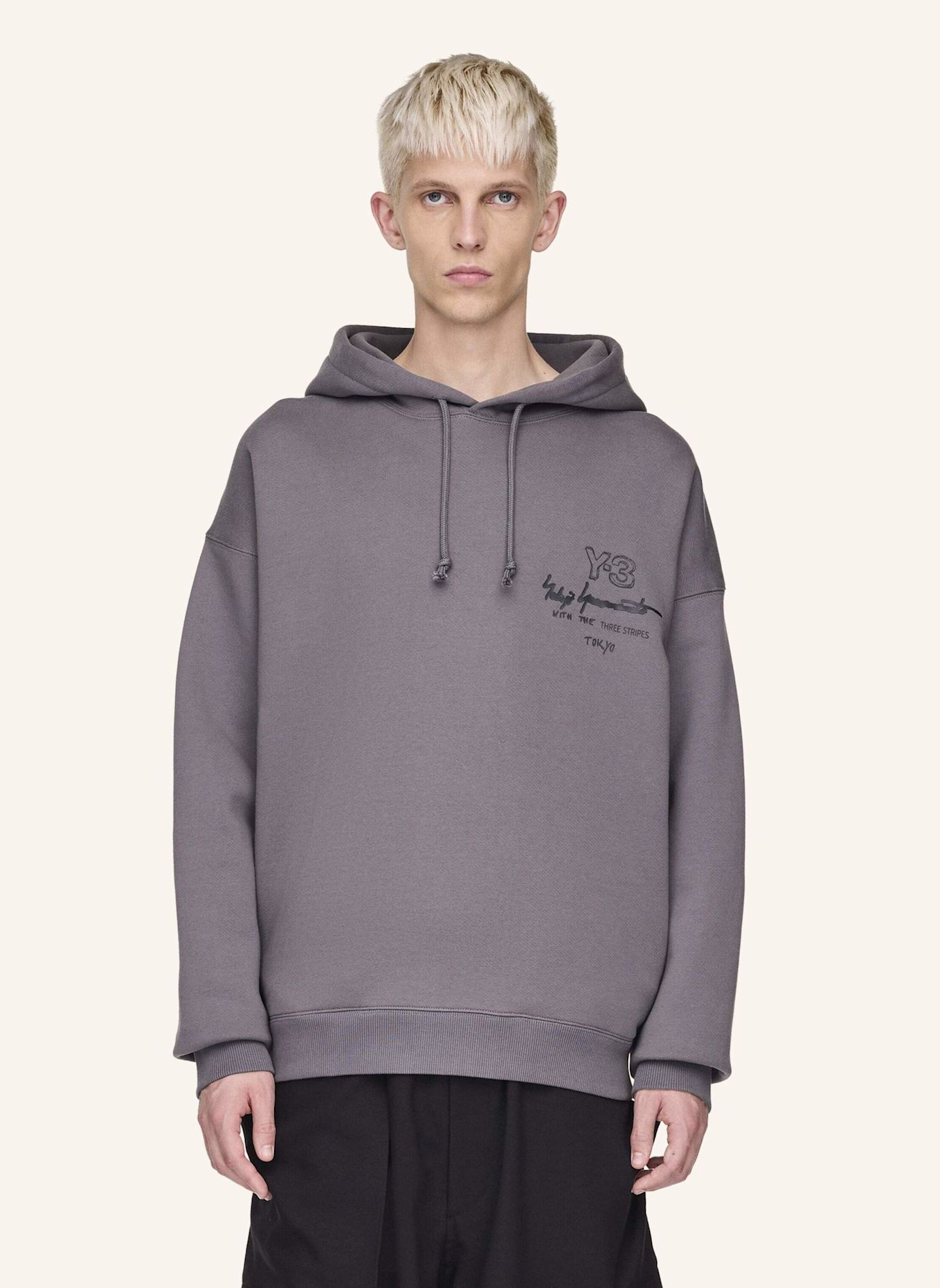 Y-3 Y-3 GRAPHIC FT HOODIE: GRAU