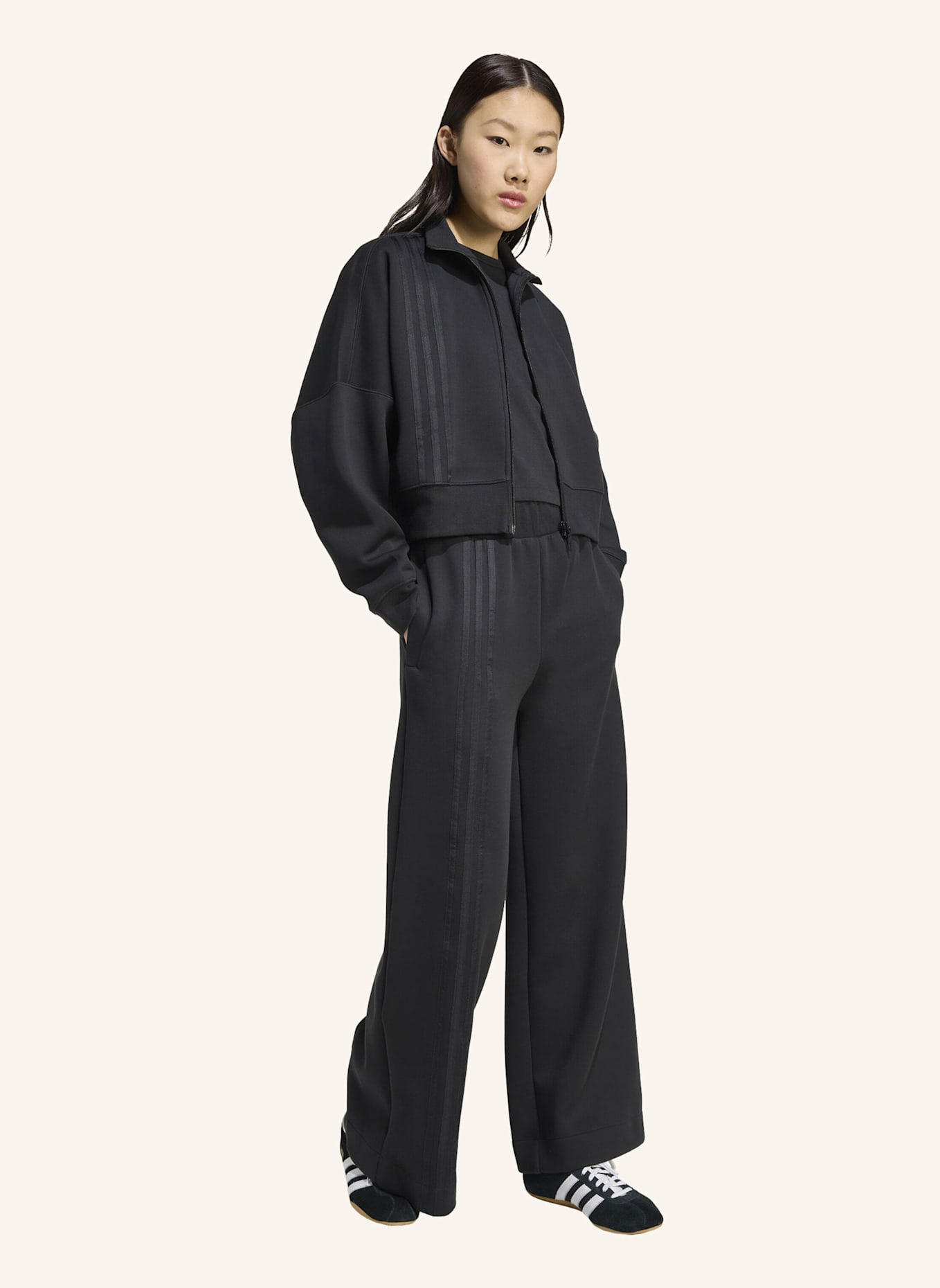 adidas Originals OFF PLACED 3-STREIFEN ZIP UP: SCHWARZ