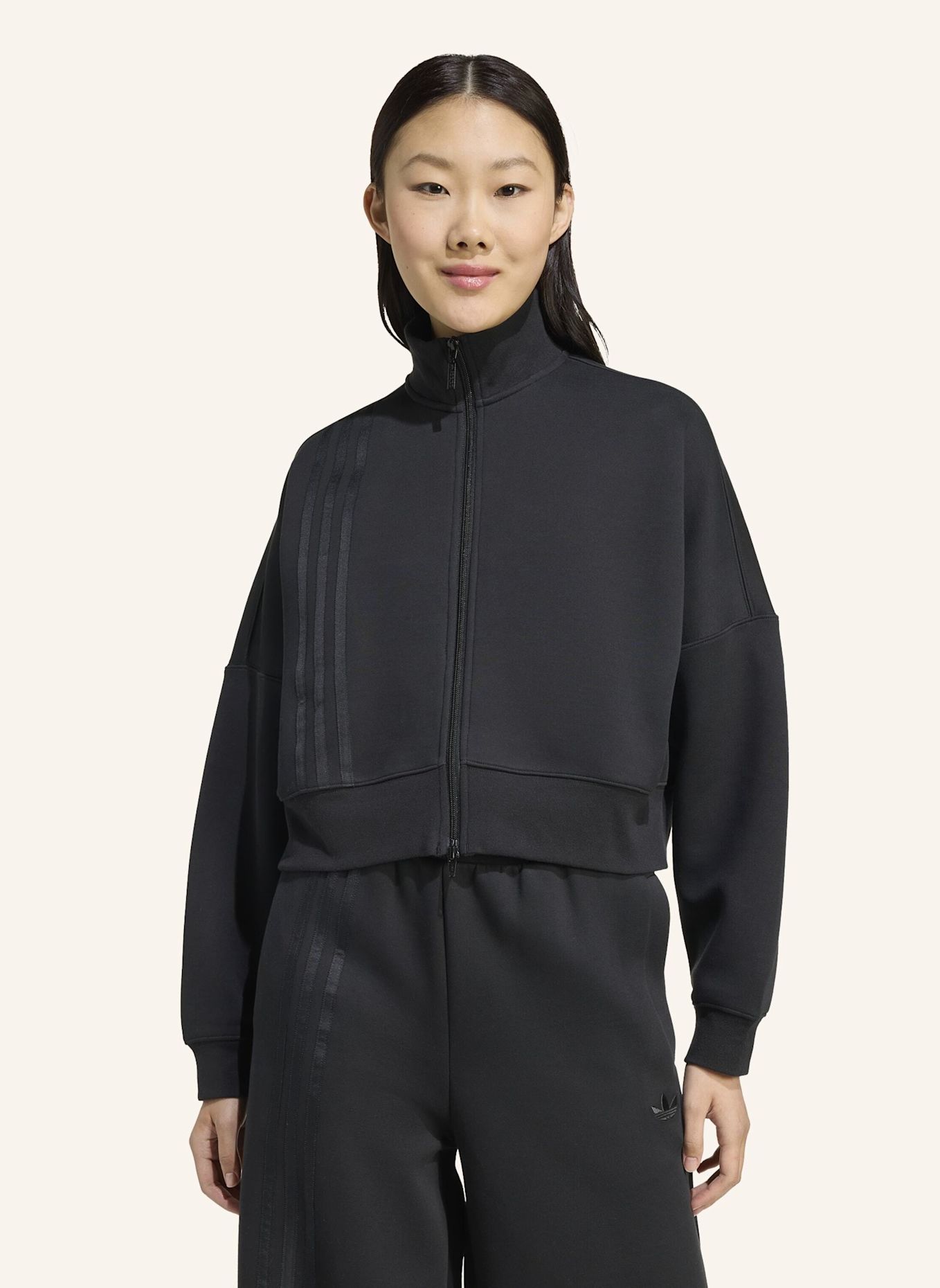 adidas Originals OFF PLACED 3-STREIFEN ZIP UP: SCHWARZ