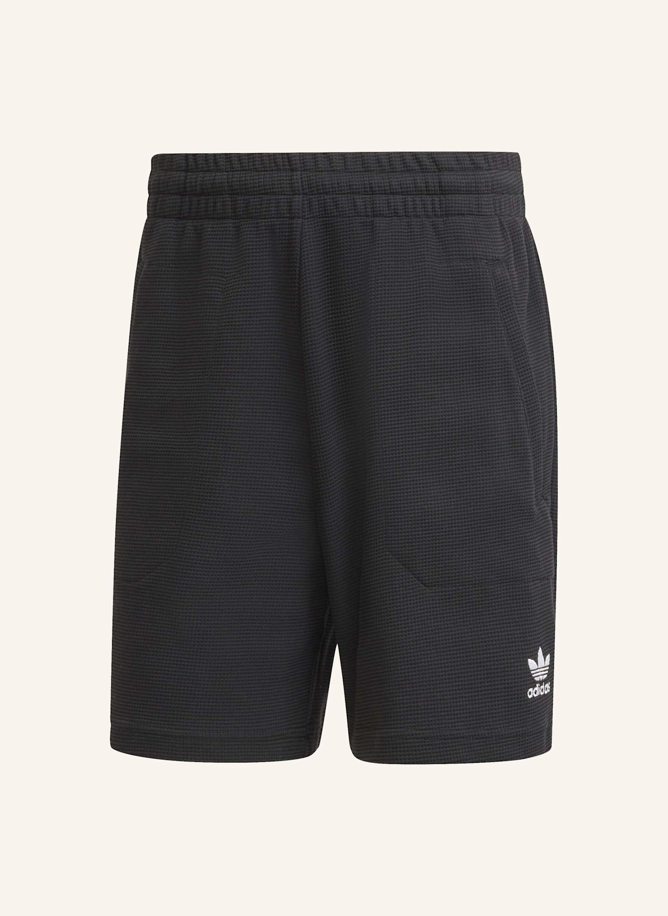 adidas Originals ESSENTIALS TREFOIL WAFFLE SHORTS: SCHWARZ/ WEISS