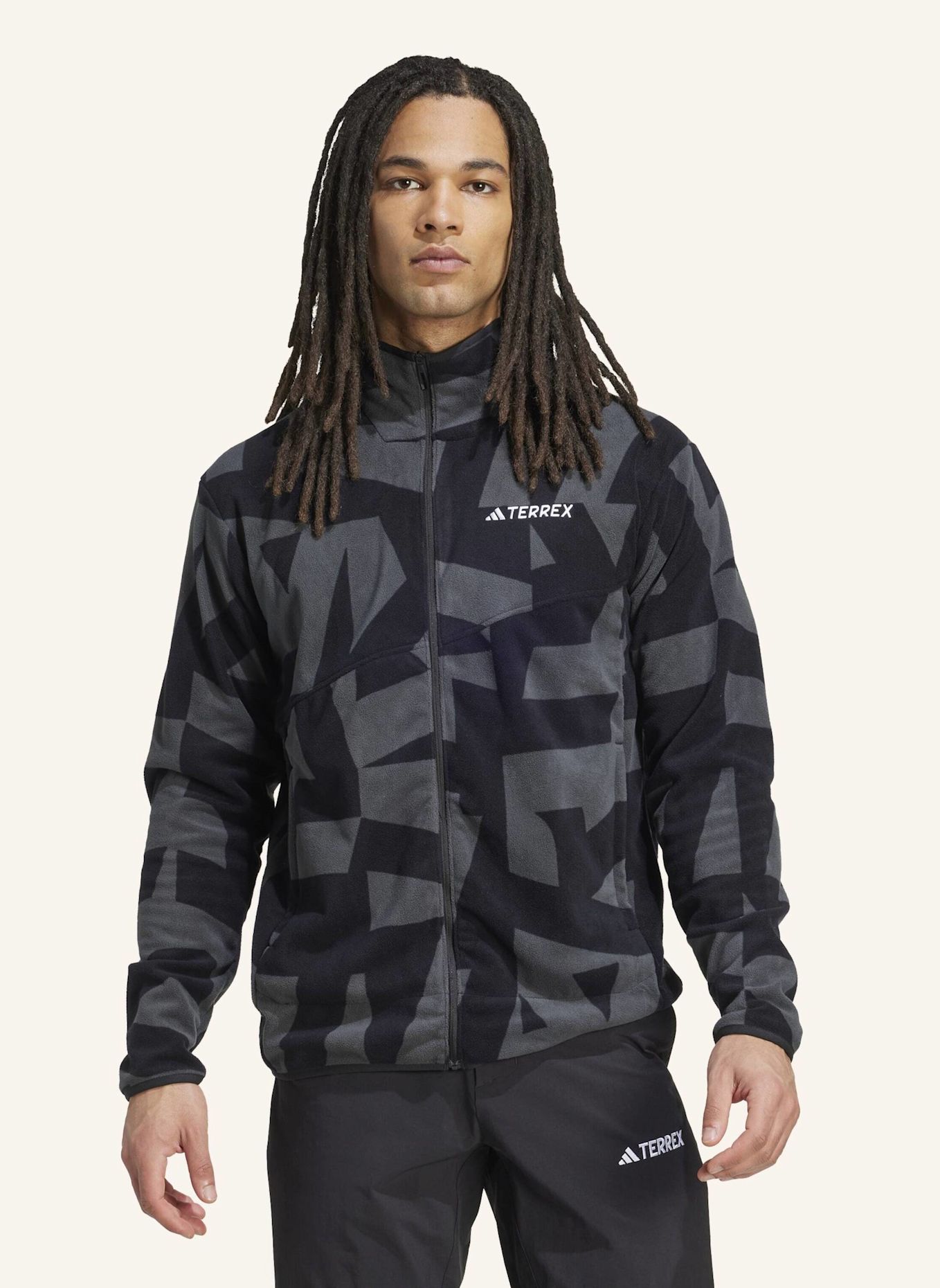 adidas TERREX Fleecejacke TERREX MULTI PRINTED FULL ZIP: SCHWARZ/ GRAU